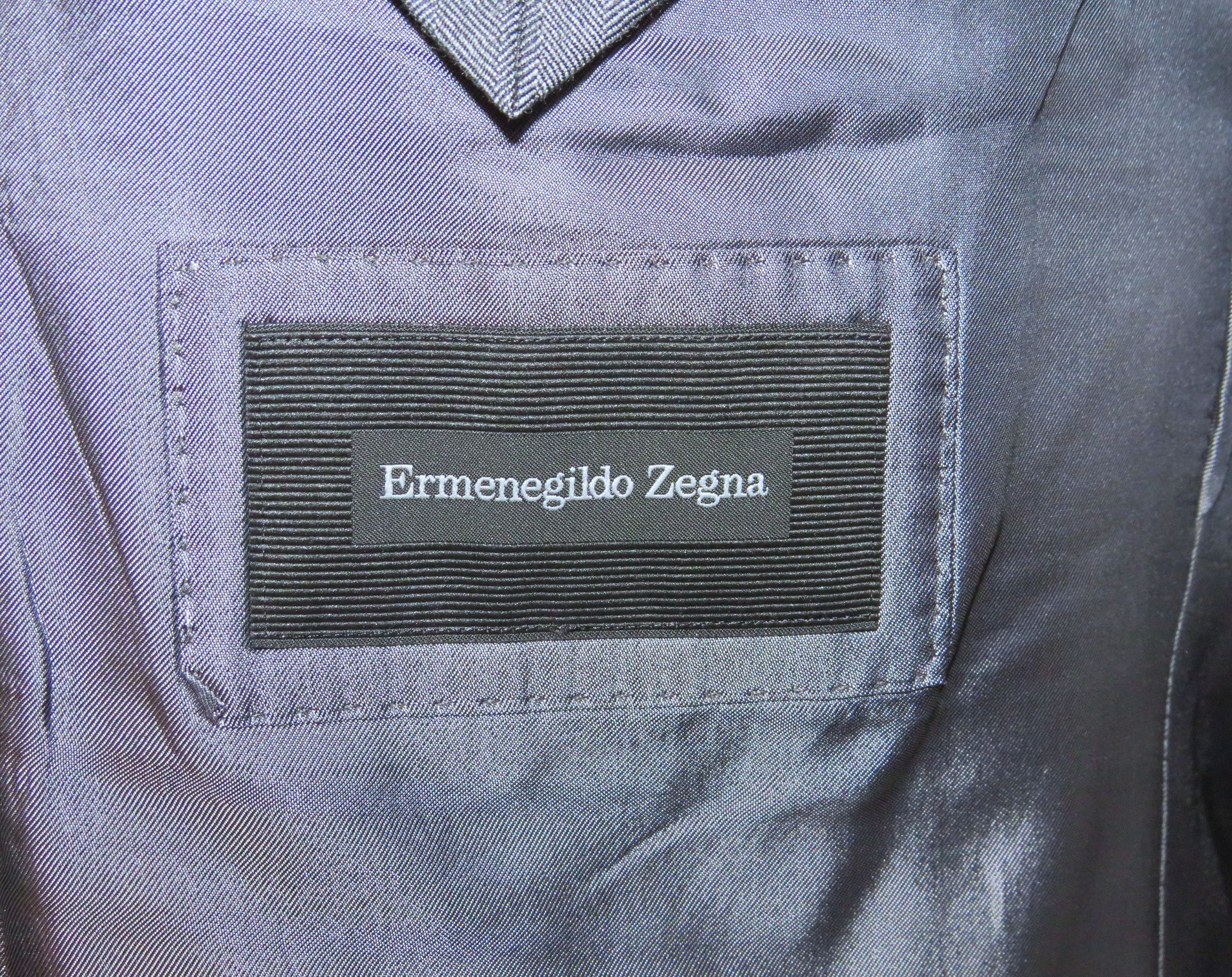 Ermenegildo Zegna Firen Very Recent Gray Herringbone Three Roll Two Suit 44R Size 44R - 16 Thumbnail