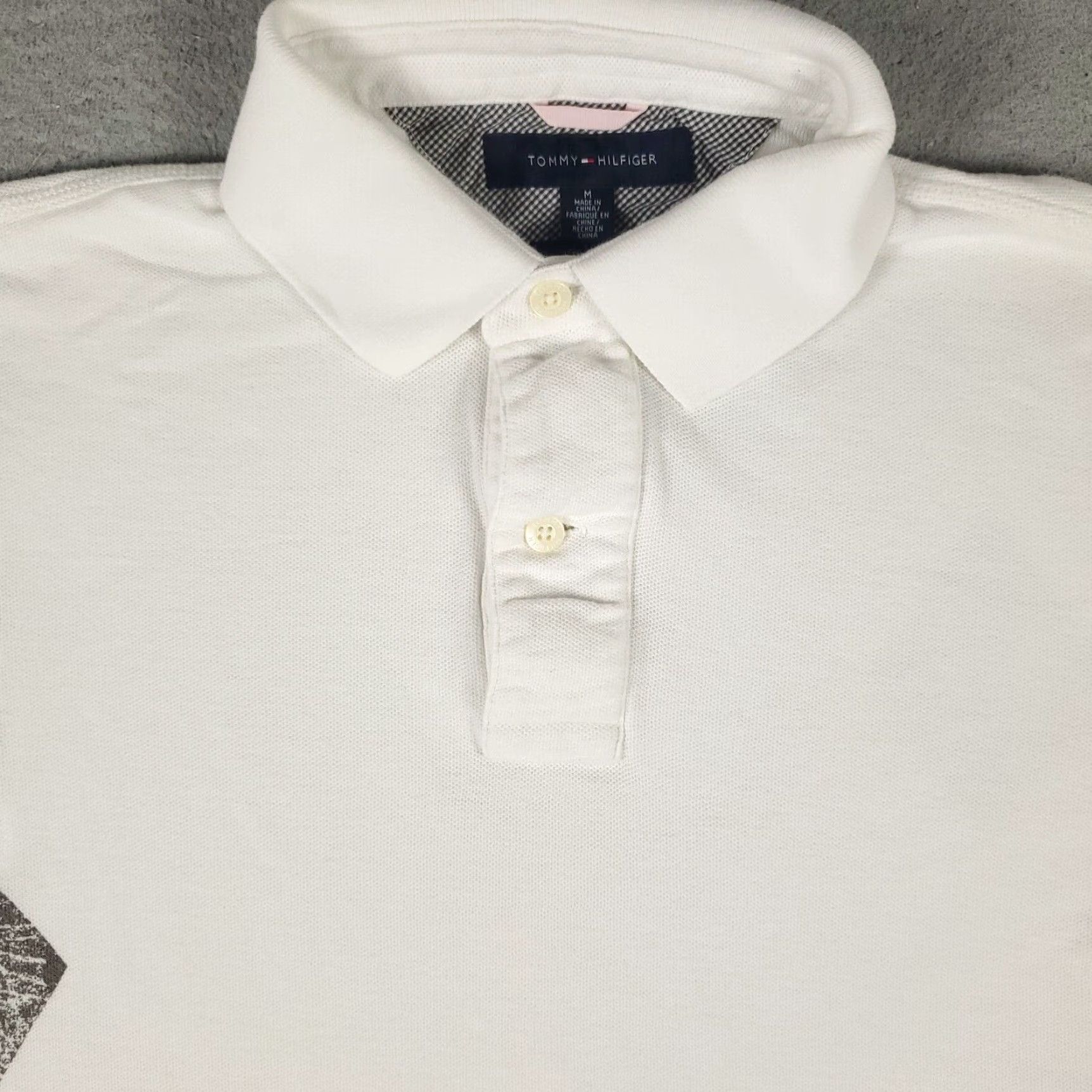 Tommy Hilfiger Tommy Hilfiger Polo Shirt Men's Medium White Argyle Short Sleeve Casual Polo Shirt Mens M White Argyle Logo Classic Preppy Brand Shirt Size US M / EU 48-50 / 2 - 2 Thumbnail