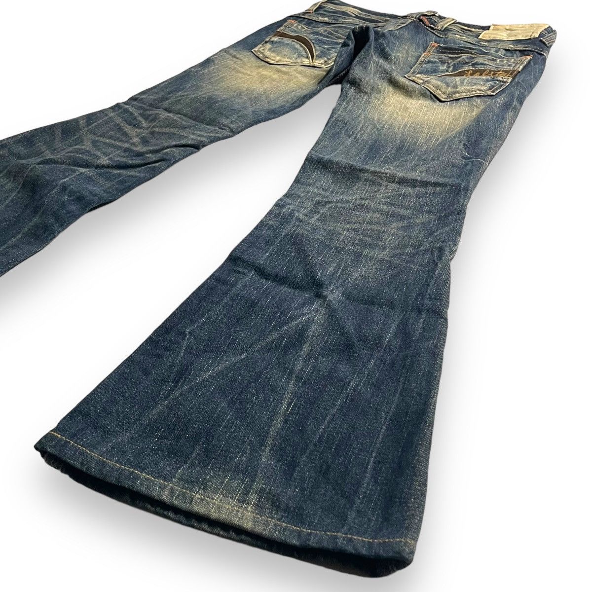 If Six Was Nine × Japanese Brand × Le Grande Bleu (L.G.B.) 🇯🇵 LOLITA RUSTY SUPER FLARE DENIM PANTS Size 30" / US 8 / IT 44 - 13 Thumbnail
