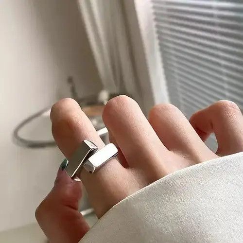 Other Bolt Block Ring Modern Thorns Goth Punk Rock Jewelry Chrome Size ONE SIZE - 4 Thumbnail