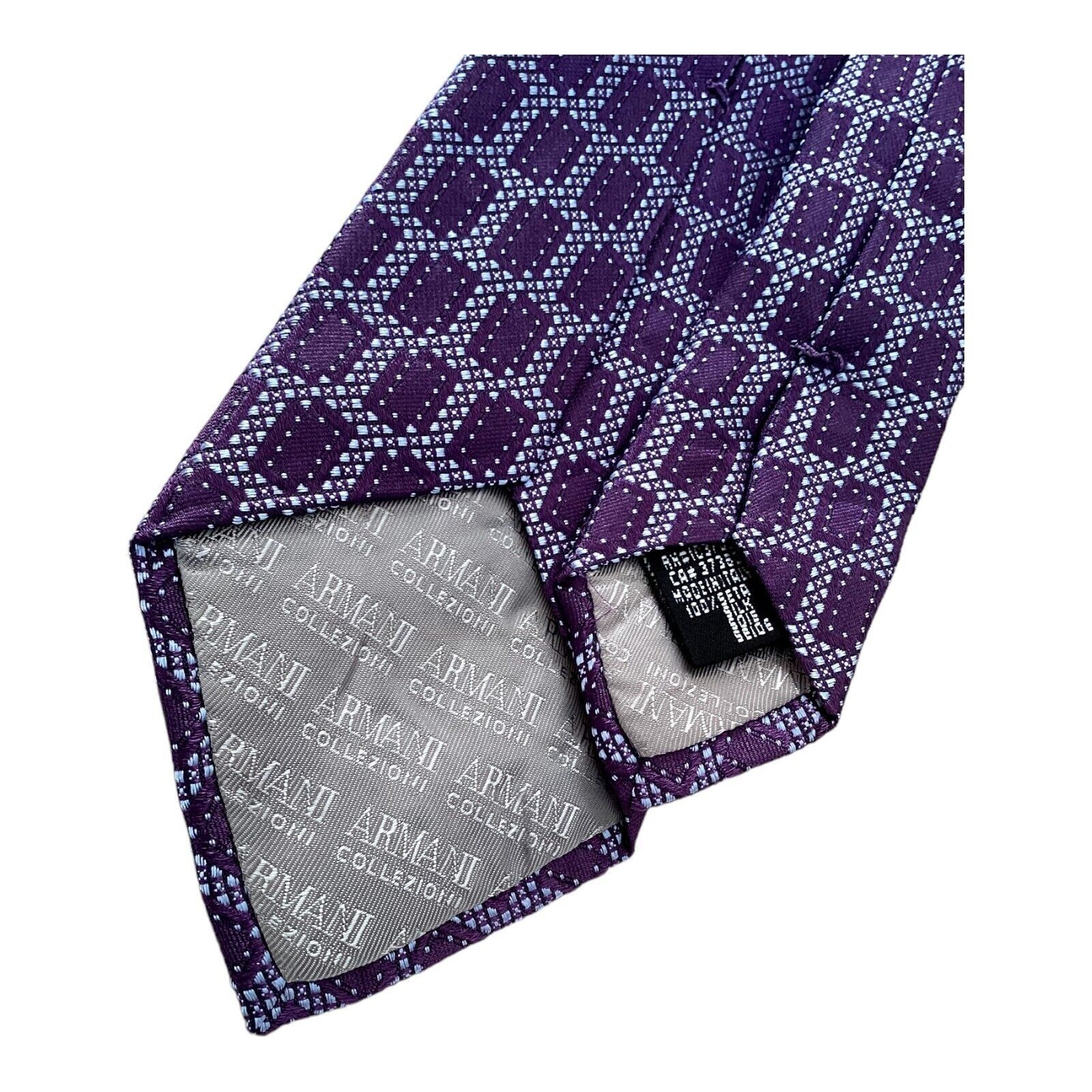Armani ARMANI COLLEZIONI Purple Geometric Luxury Silk Tie Made In I Size ONE SIZE - 4 Thumbnail