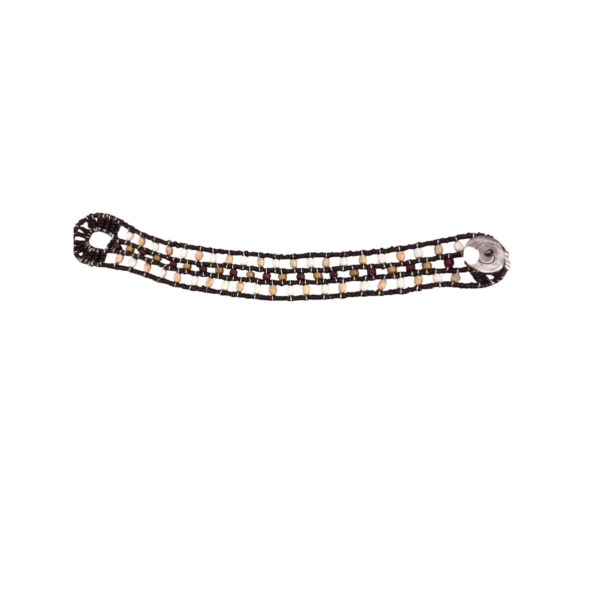 Other Bohemian Multi-Strand Beaded Bracelet Seed Bead Cuff Black B Size ONE SIZE - 4 Thumbnail
