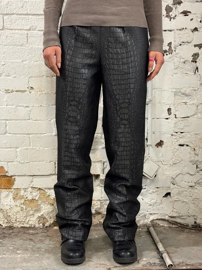 Jean Paul Gaultier 2000s Jean Paul Gaultier Black Crocodile Embossed Pants Size 26" / US 2 / IT 38 - 1 Thumbnail