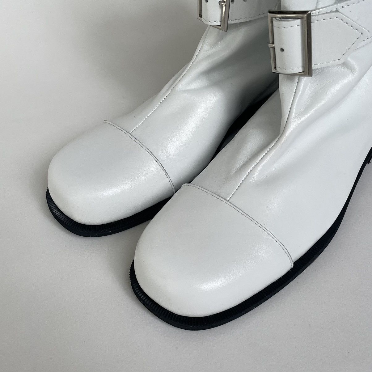 Comme des Garcons Square Toe Black Leather Buckle Boots Size US 8 / IT 38 - 4 Thumbnail