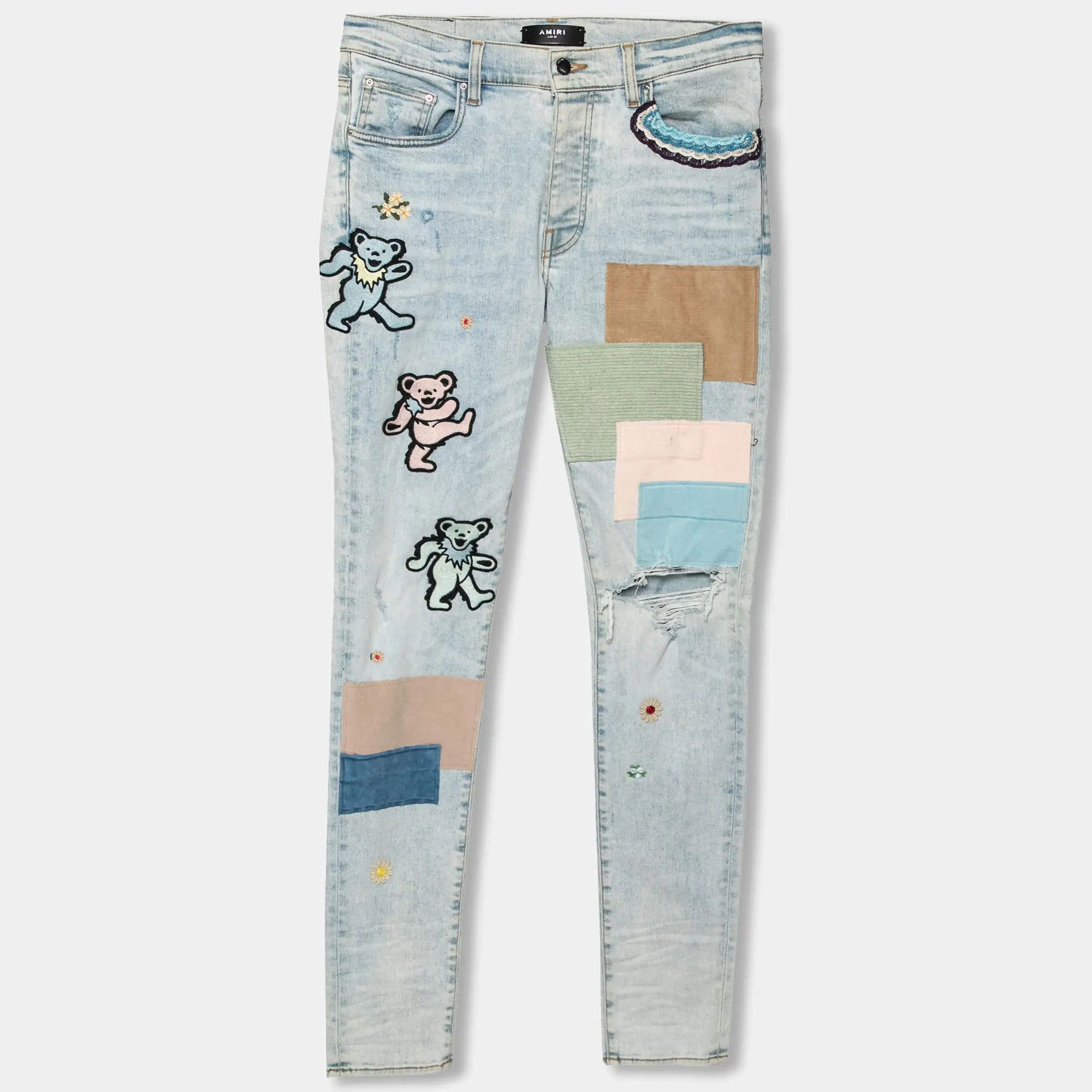 Amiri Grateful Dead Embroidery Jean in Denim Light