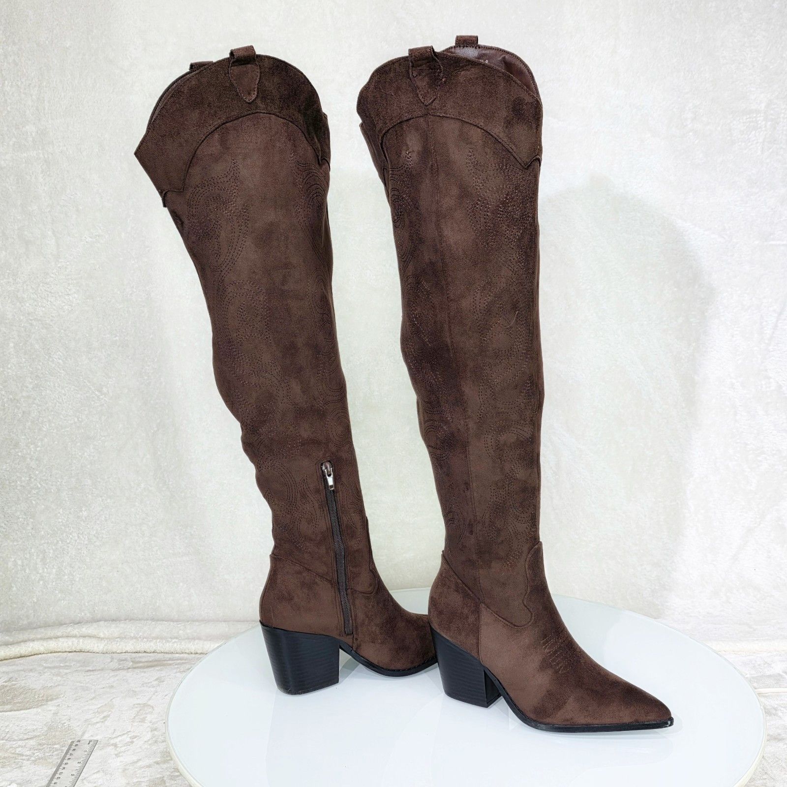 Other Primal 2 Country Western Sexy Brown Faux Suede OTK Thigh Hig Size US 8.5 / IT 38.5 - 5 Thumbnail