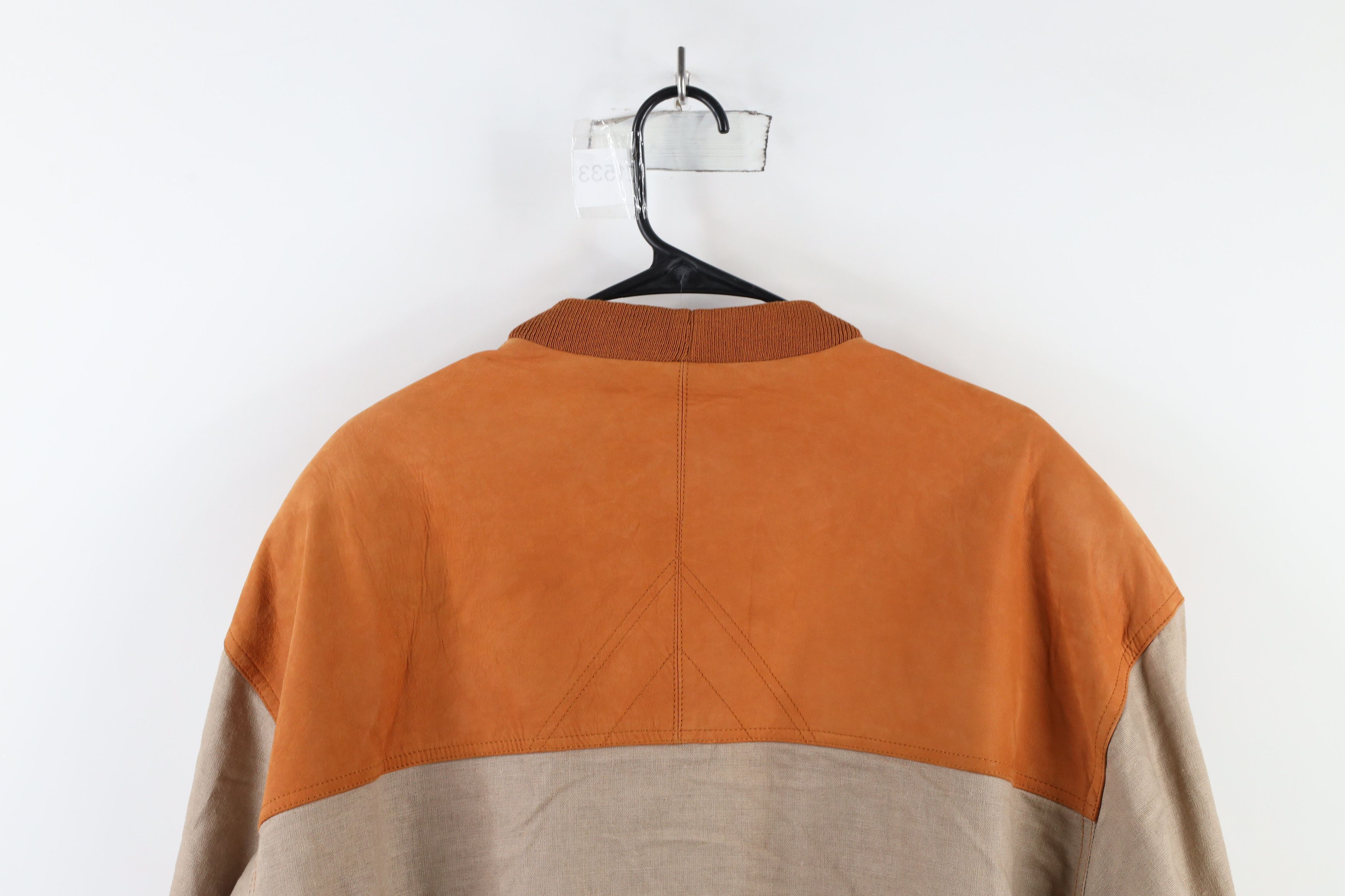 Vintage Vintage 90s Streetwear Leather Button Varsity Jacket Orange Size US XL / EU 56 / 4 - 13 Thumbnail