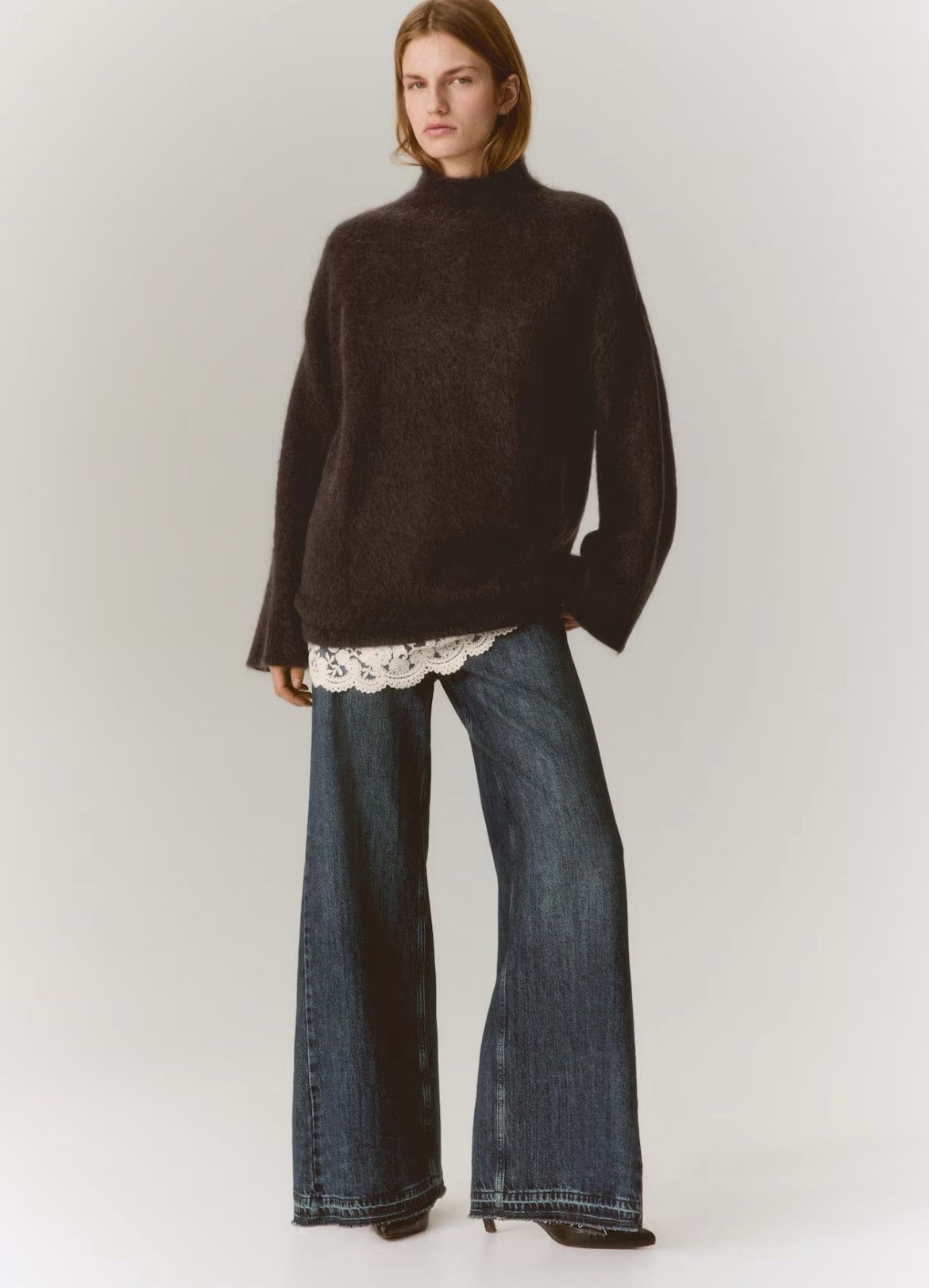 H&M H&M Premium Selection Lace Trimmed Mohair Blend Sweater Size S / US 4 / IT 40 - 1 Thumbnail