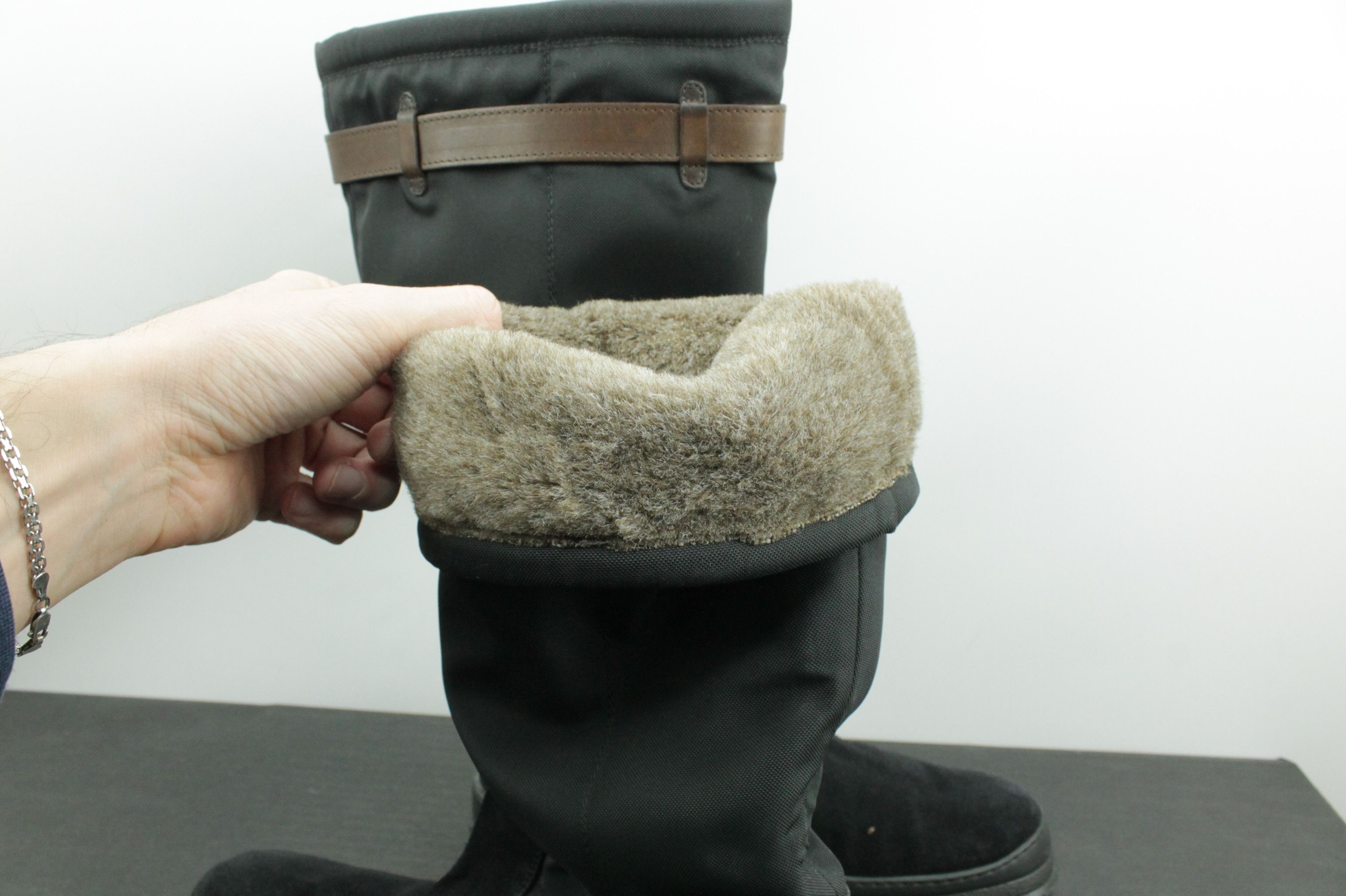 Hogan Hogan Black Suede Nylon High Winter Boots With Pocket Size US 8.5 / IT 38.5 - 10 Thumbnail
