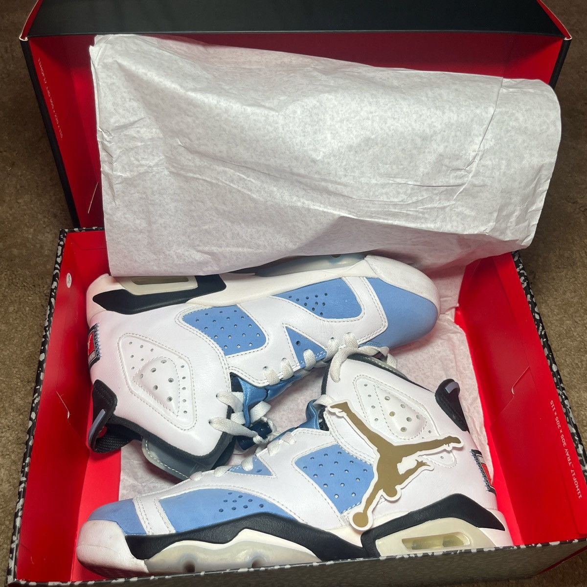 Nike UNC Jordan 6s Size US 7 / IT 37 - 1 Thumbnail