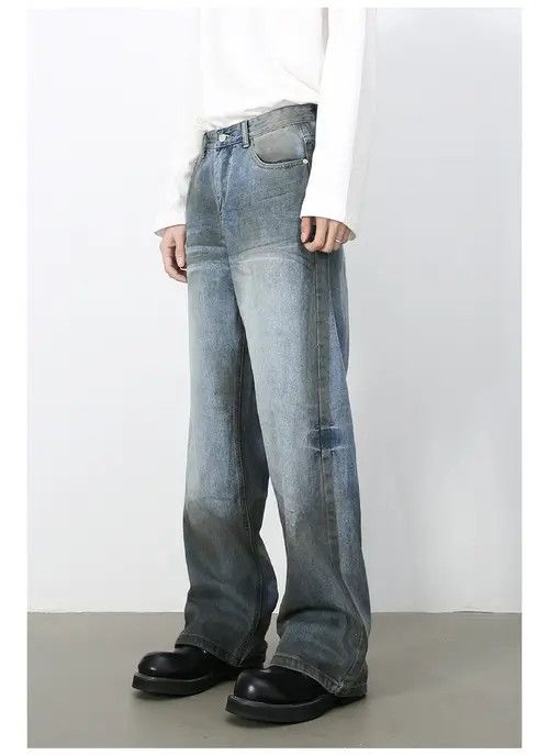 Jean American street retro straight-leg distressed wide-leg jeans Size US 32 / EU 48 - 8 Thumbnail