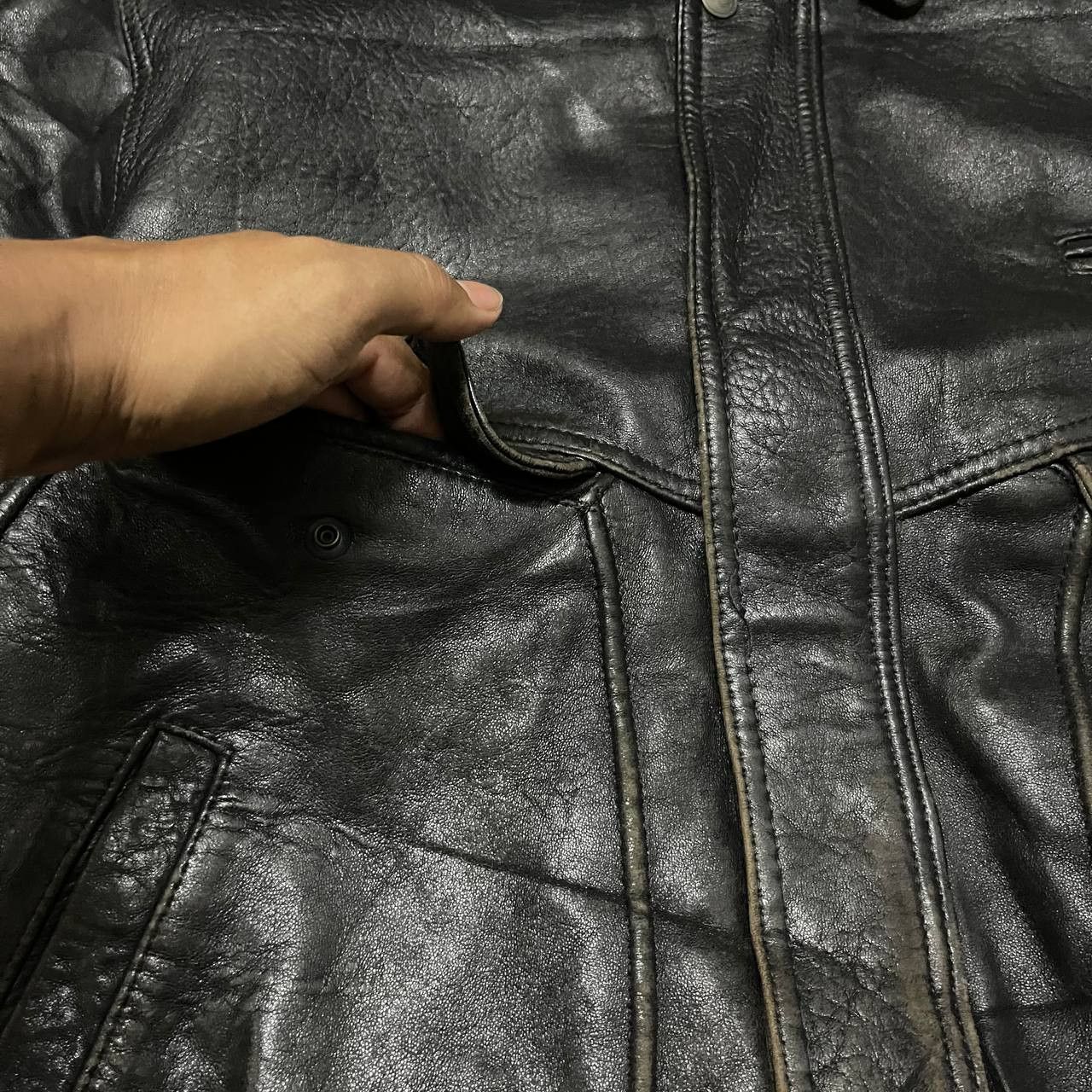 Japanese Brand × Vintage *RARE* Vintage Japanese Leather Jacket Black Size US L / EU 52-54 / 3 - 7 Thumbnail