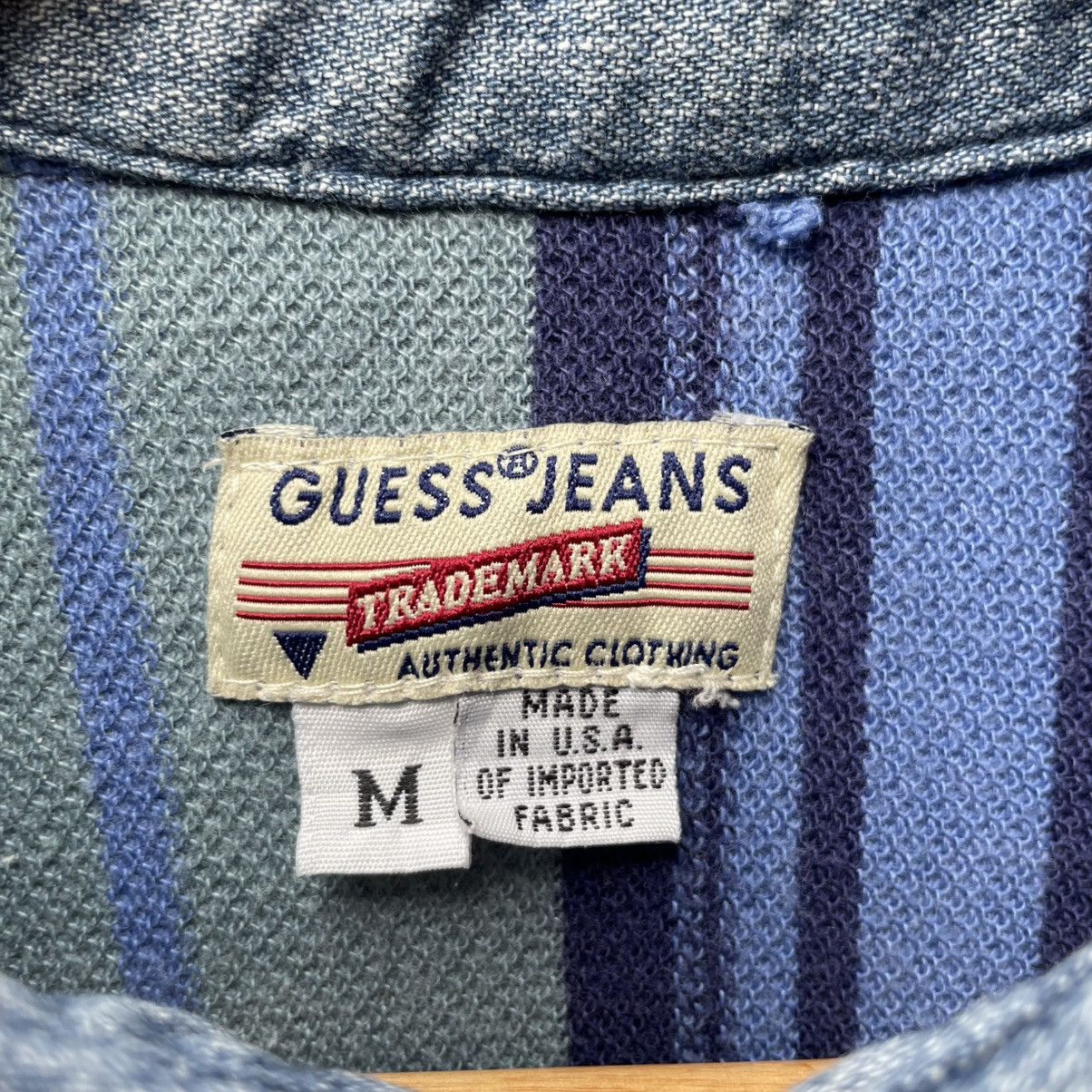 Guess 🔥Vintage 90s GUESS Denim Colllar Stiped Polos Shirts Size US M / EU 48-50 / 2 - 10 Thumbnail