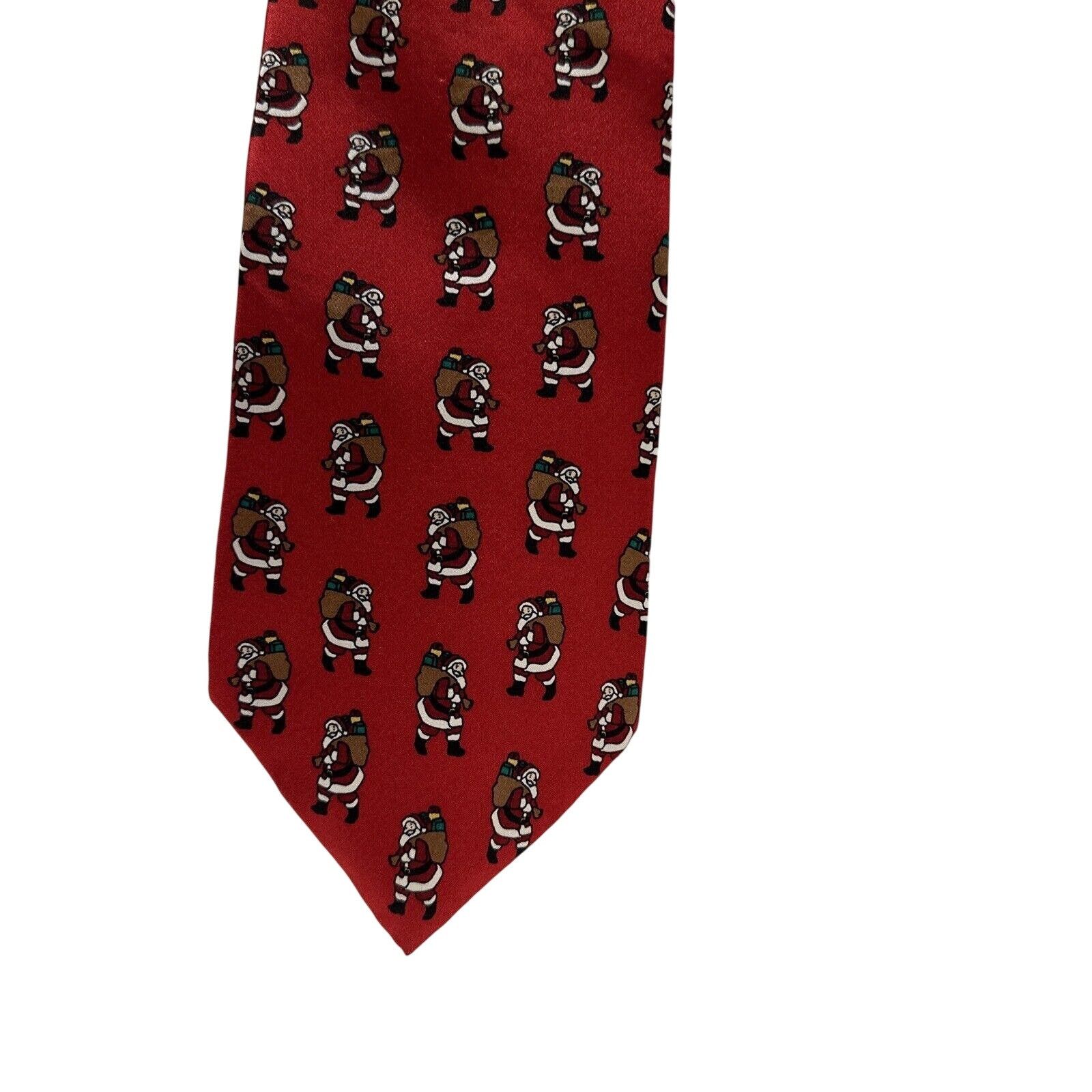 NOLLEY'S Noel Holiday Christmas NeckTie Santa Claus Red 100% Silk USA Size ONE SIZE - 2 Thumbnail