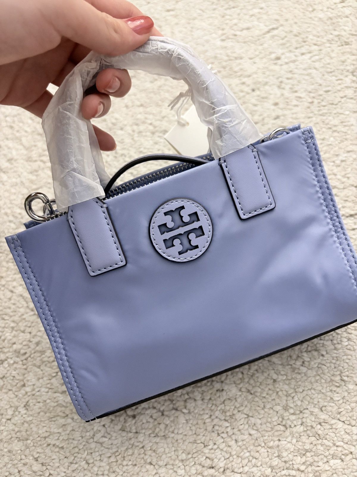 Tory Burch NWT Tory Burch Ella Nylon Logo Mini Tote In MIRAGE 146437 Size ONE SIZE - 7 Thumbnail