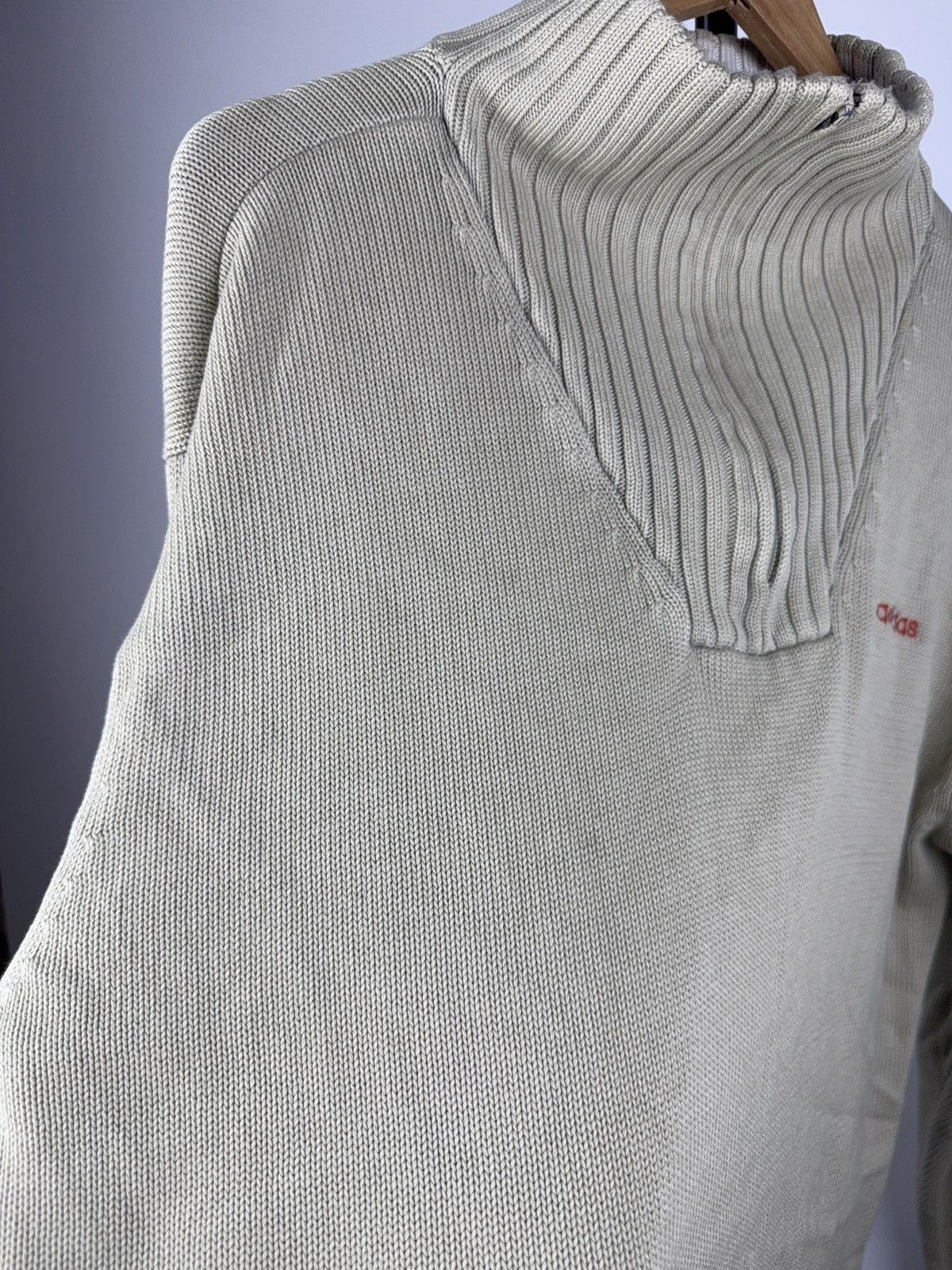 Adidas Vintage Adidas Ribbed Zip Neck Knit Sweater Beige Y2K Style Size US L / EU 52-54 / 3 - 10 Thumbnail