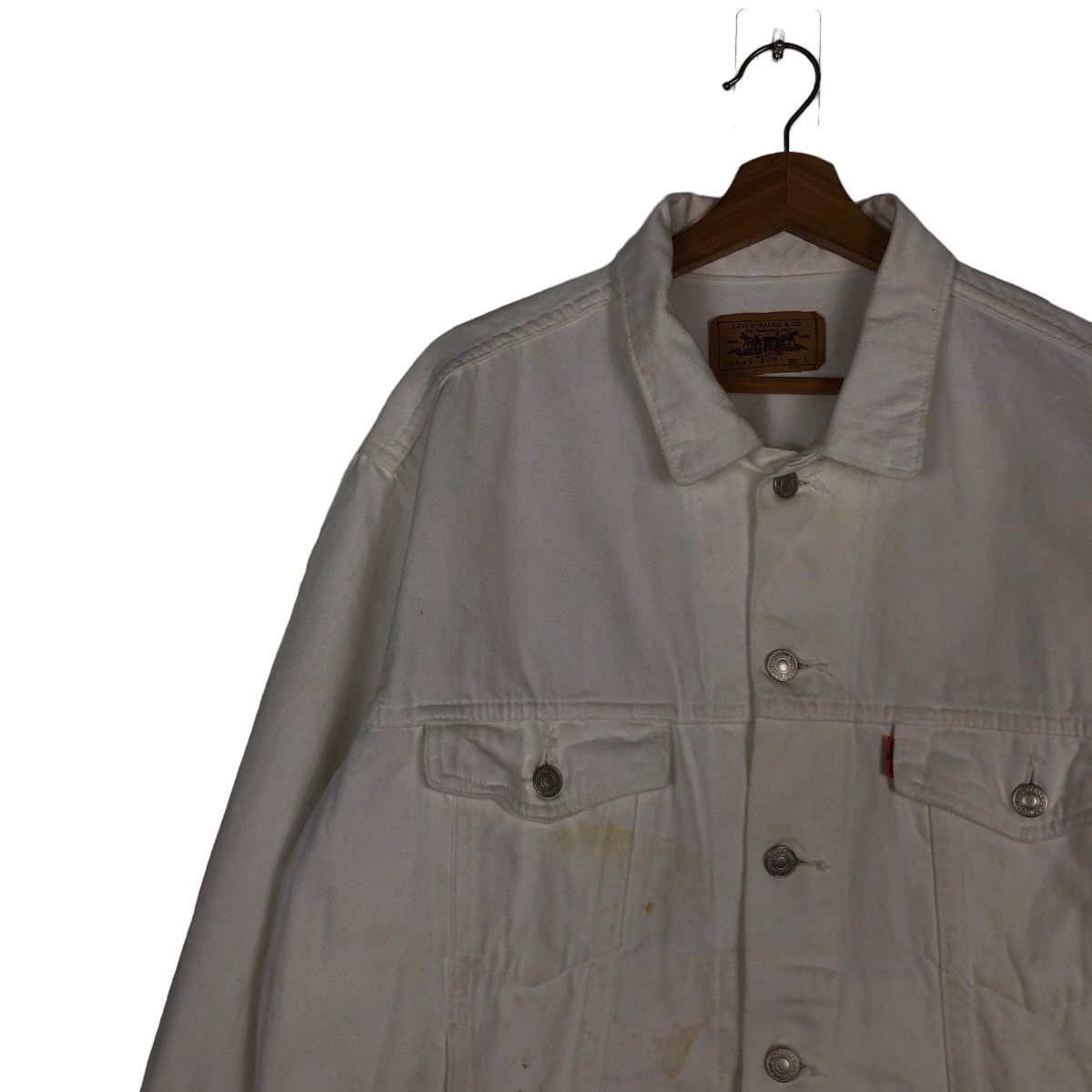 Levi's Vintage Trucker Denim Biker Jacket Levi’s White Rare Colour Size US L / EU 52-54 / 3 - 7 Thumbnail