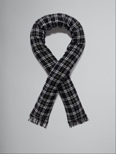 Marni o1w1db11024 Size: OS / Checked Wool Padding Scarf in Black Size ONE SIZE - 1 Thumbnail