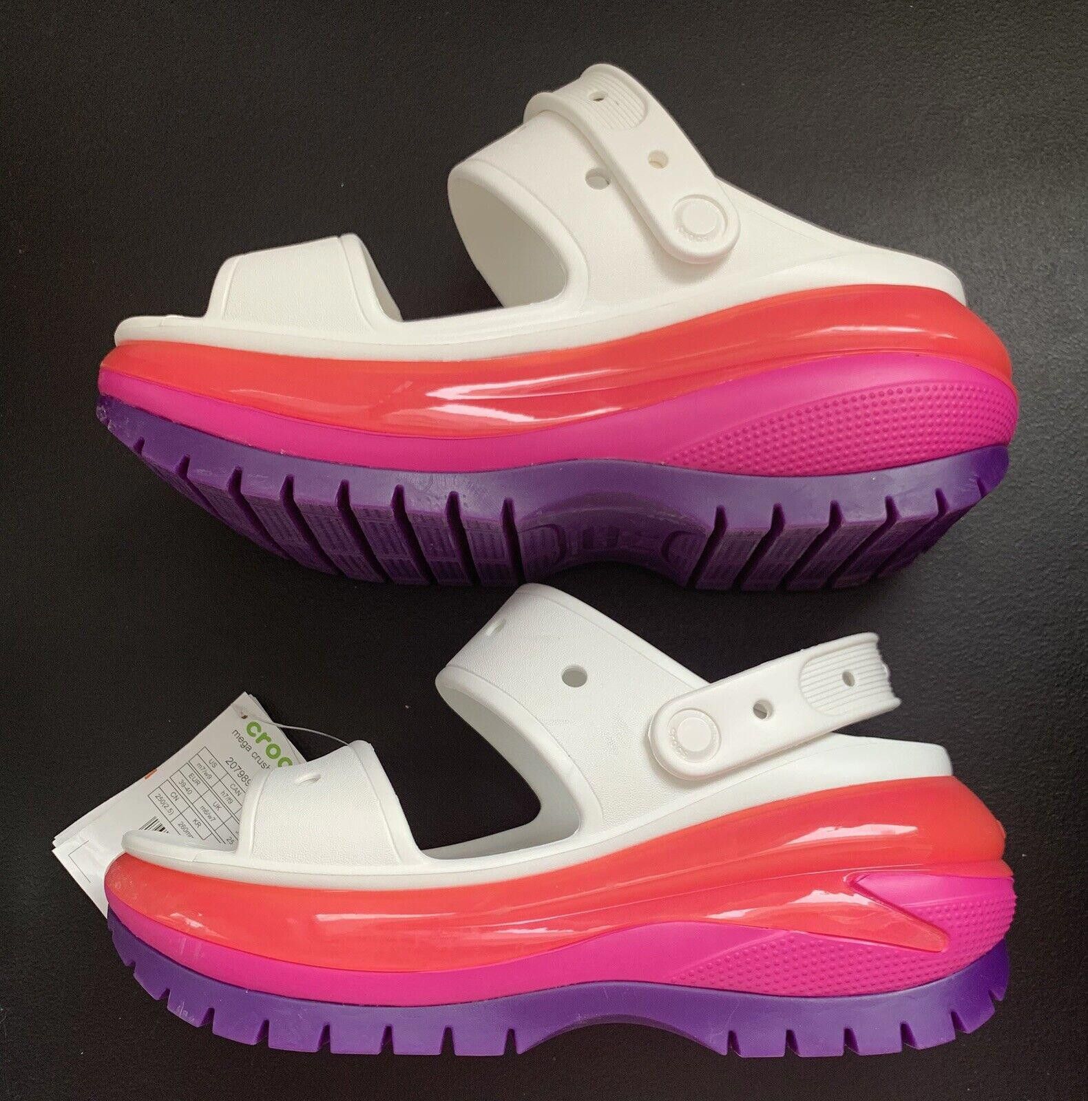 Crocs Crocs Mega Crush Unisex Sandal Platform White Pink Purple Size US 9 / IT 39 - 1 Thumbnail