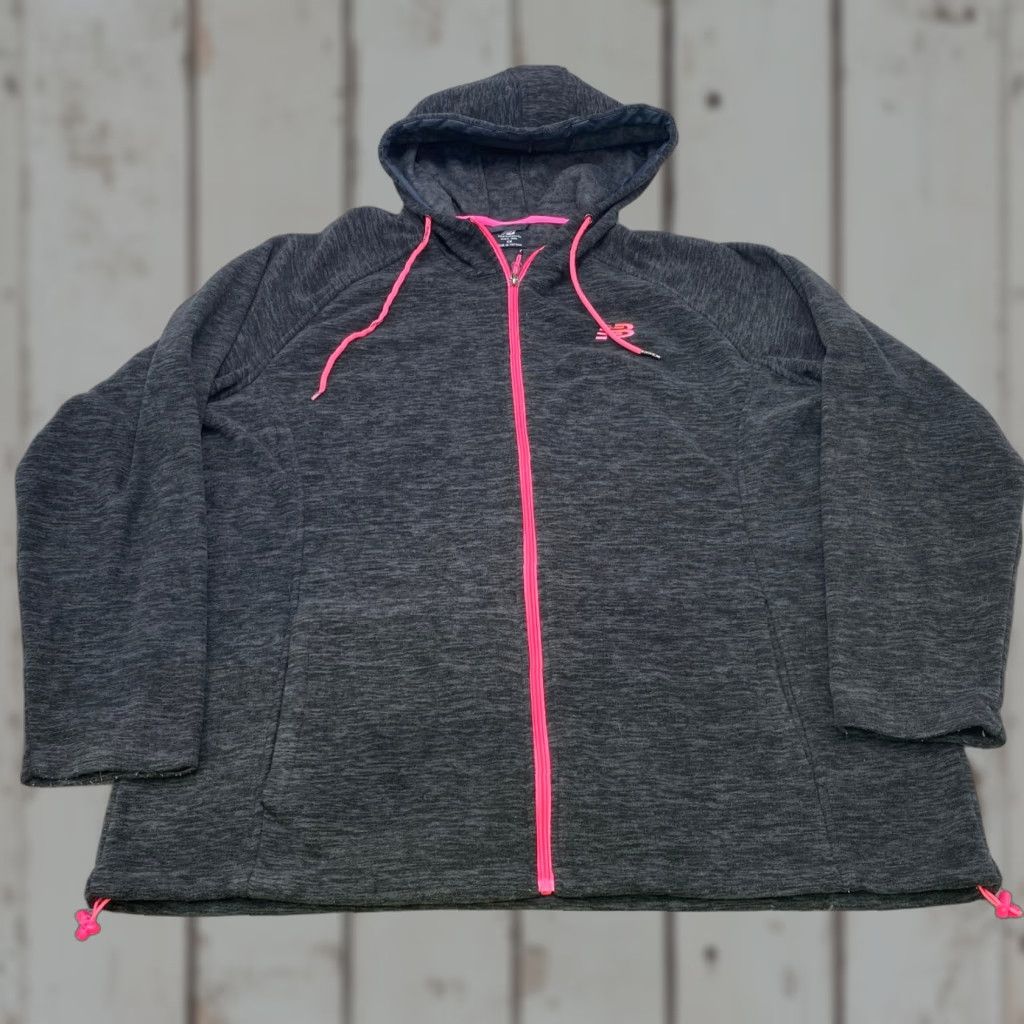 New Balance VINTAGE New Balance Hooded Jacket Women 2XL Full Zip Fleece Black Gray Heather 6963 Size XXL / US 16-18 / IT 52-54 - 1 Thumbnail