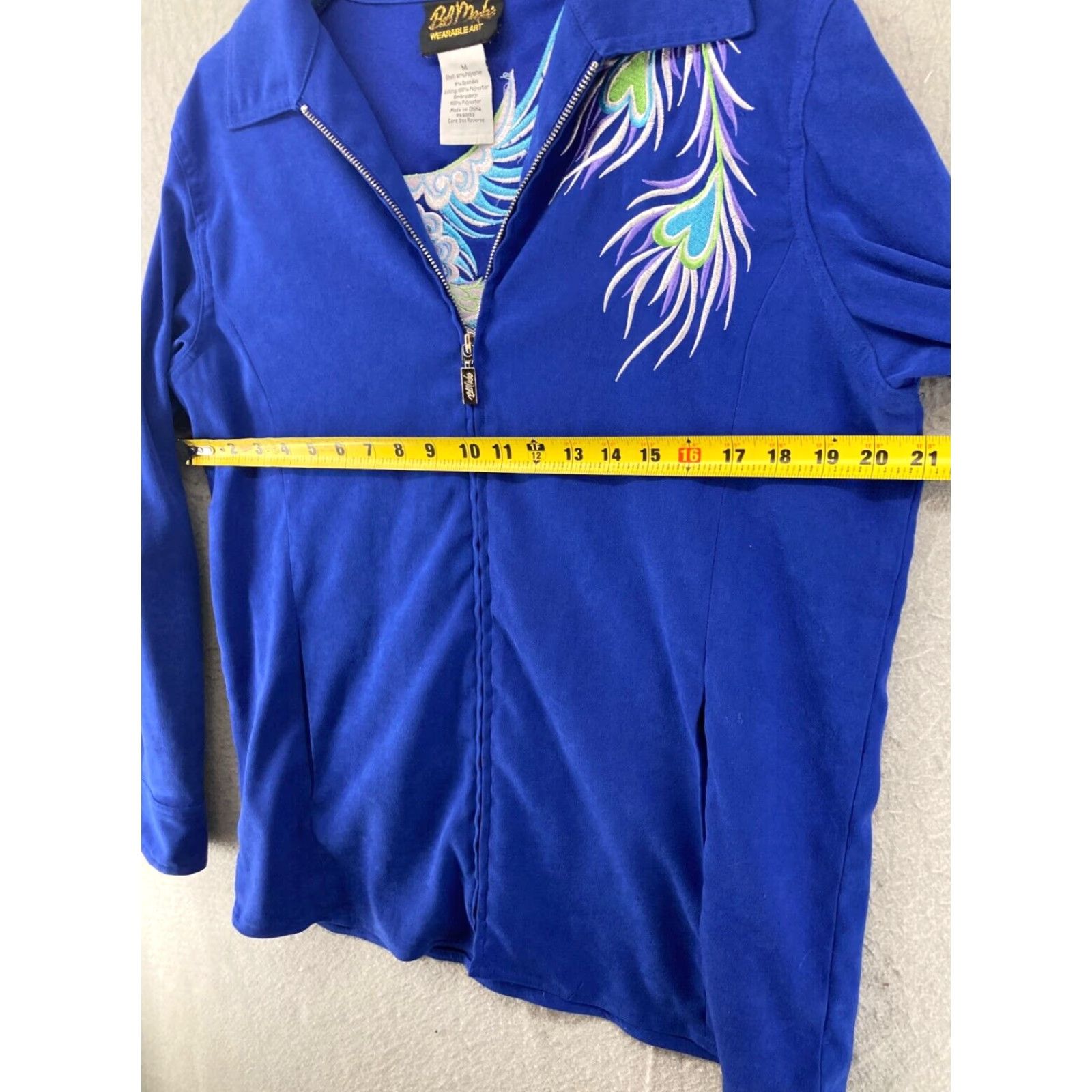 Bob Mackie Bob Mackie Shirt Womens Medium 1/4 Zip Long Sleeve Peacock Embroidered Size M / US 6-8 / IT 42-44 - 3 Thumbnail