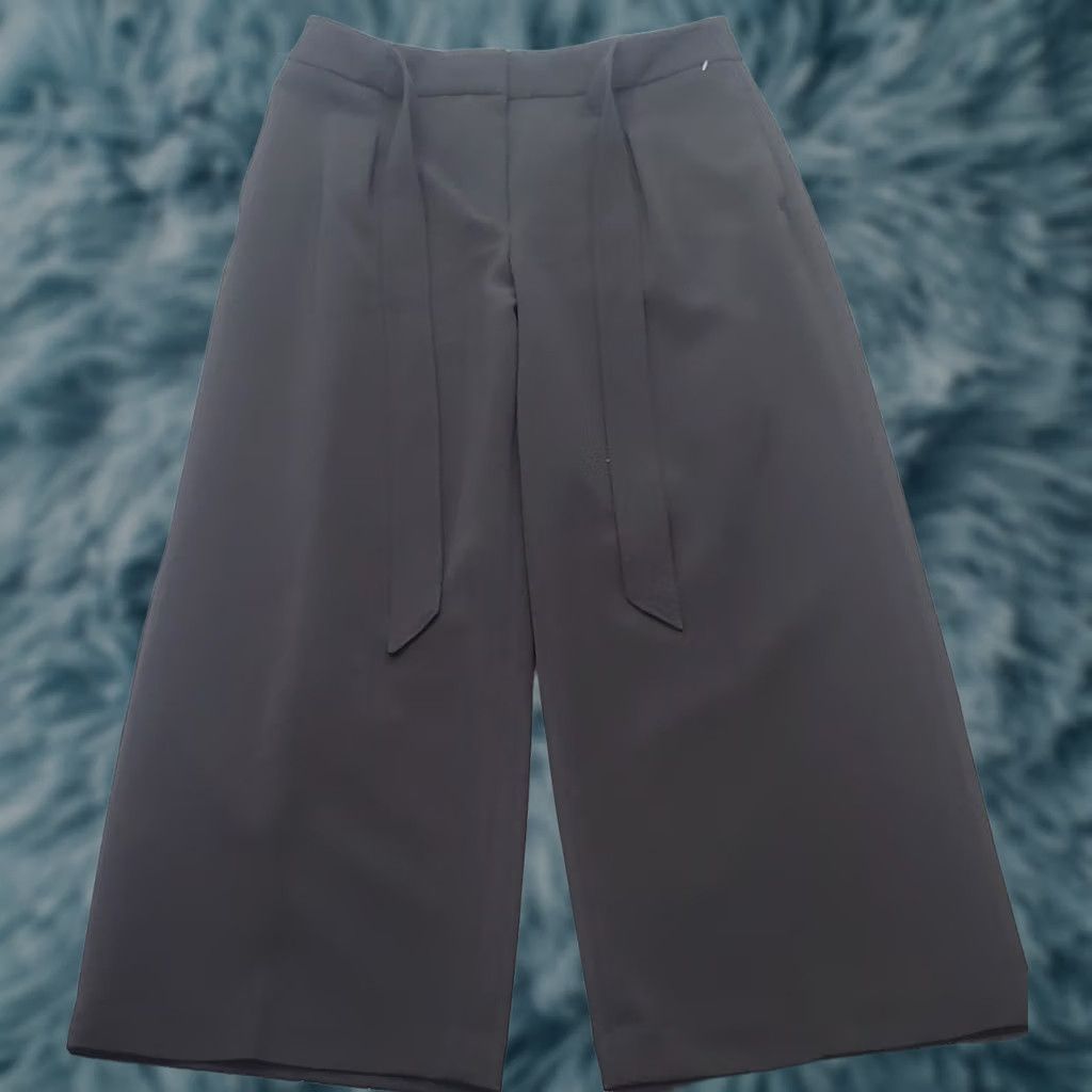 Vintage WIDE LEG Womens Size 10 Black Cropped Pants Pleated Tie Waist Classic Fit Accessories: Pockets, Stretch Size 32" / US 10 / IT 46 - 1 Thumbnail