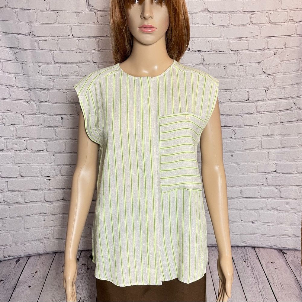 Mango NWT New Mango Striped Linen Blend Blouse Size M Size M / US 6-8 / IT 42-44 - 1 Thumbnail