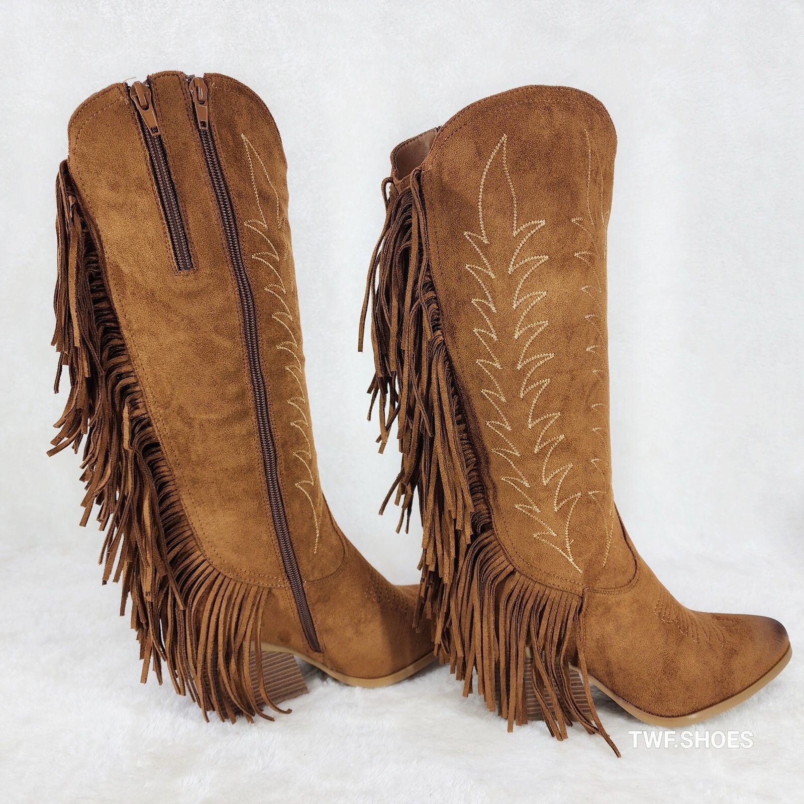 Other Dusty Roads Whiskey Brown Back Fringe Cowboy Western Cowgirl Size US 7 / IT 37 - 2 Thumbnail