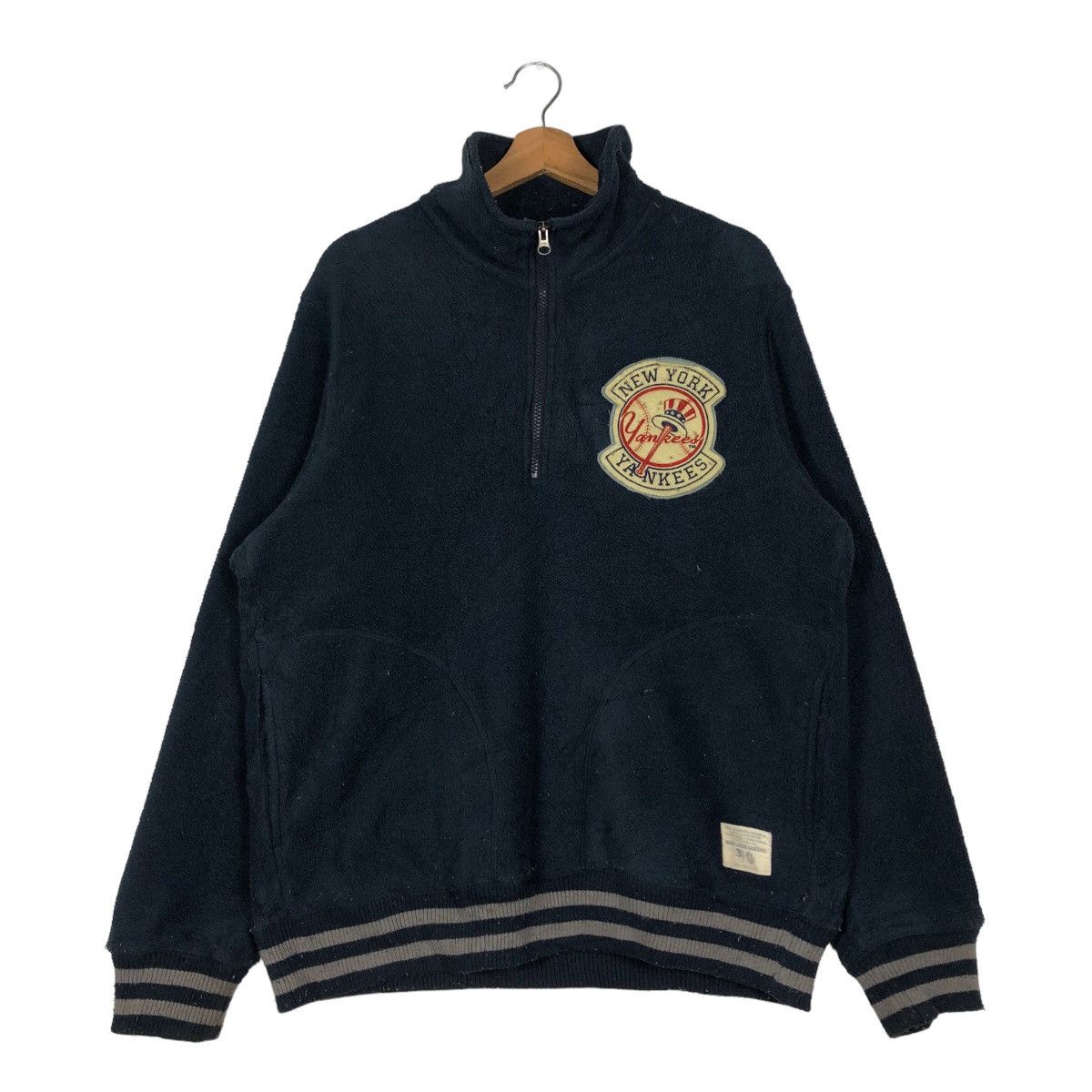 Japanese Brand 🔥Vintage Fleece Jacket New York Yankees Big Logo Size US XL / EU 56 / 4 - 1 Thumbnail