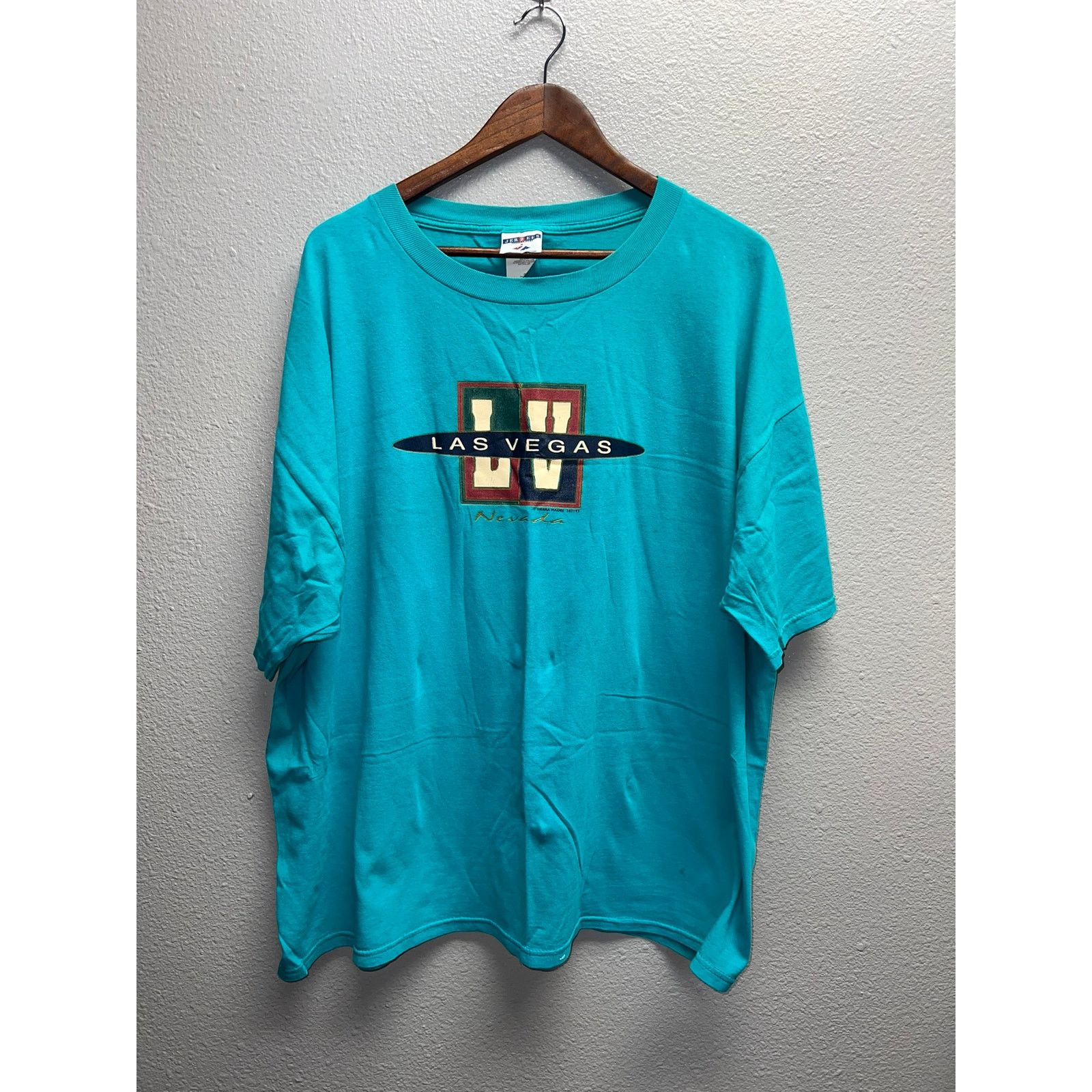 Jerzees Vintage Las Vegas Shirt Nevada Teal Tee Jerzees 90s VTG 2XL Size US XXL / EU 58 / 5 - 1 Thumbnail