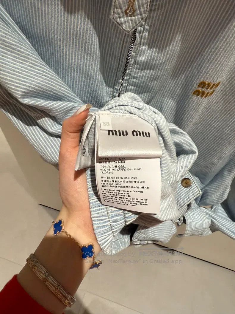 Miu Miu Miu Miu 38 Imitation denim striped jacket Size M / US 6-8 / IT 42-44 - 4 Thumbnail