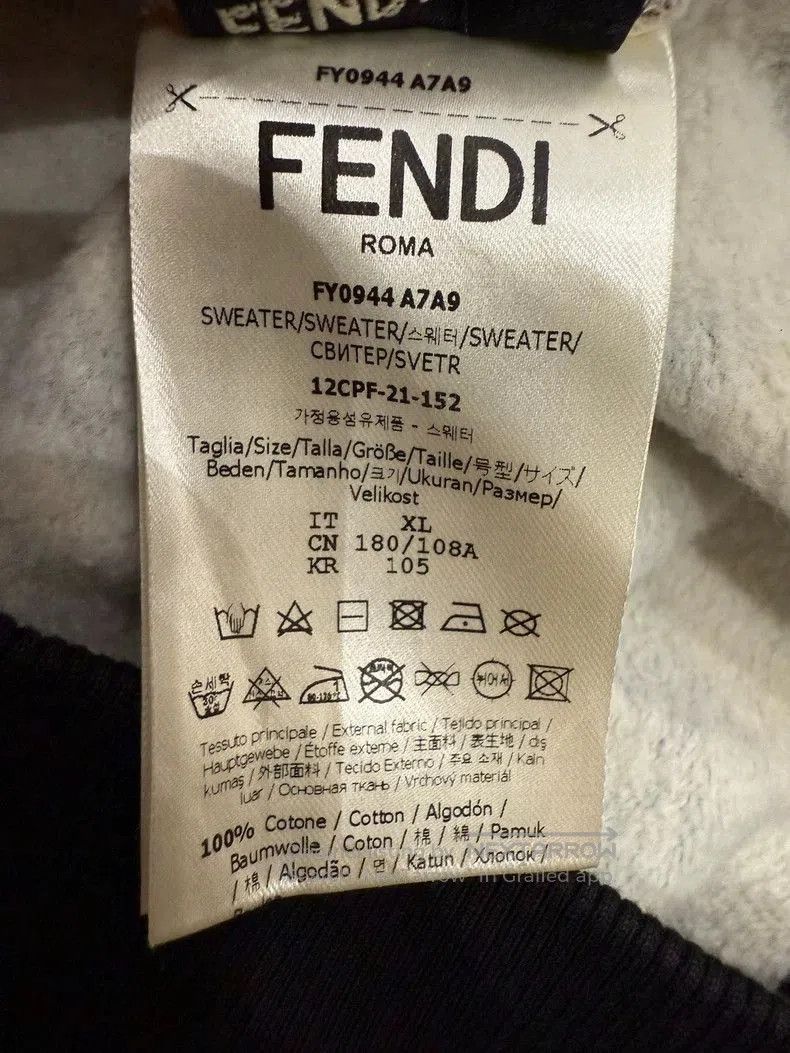 Fendi FENDI Classic FF Logo Sweatshirt. Size US XL / EU 56 / 4 - 5 Thumbnail