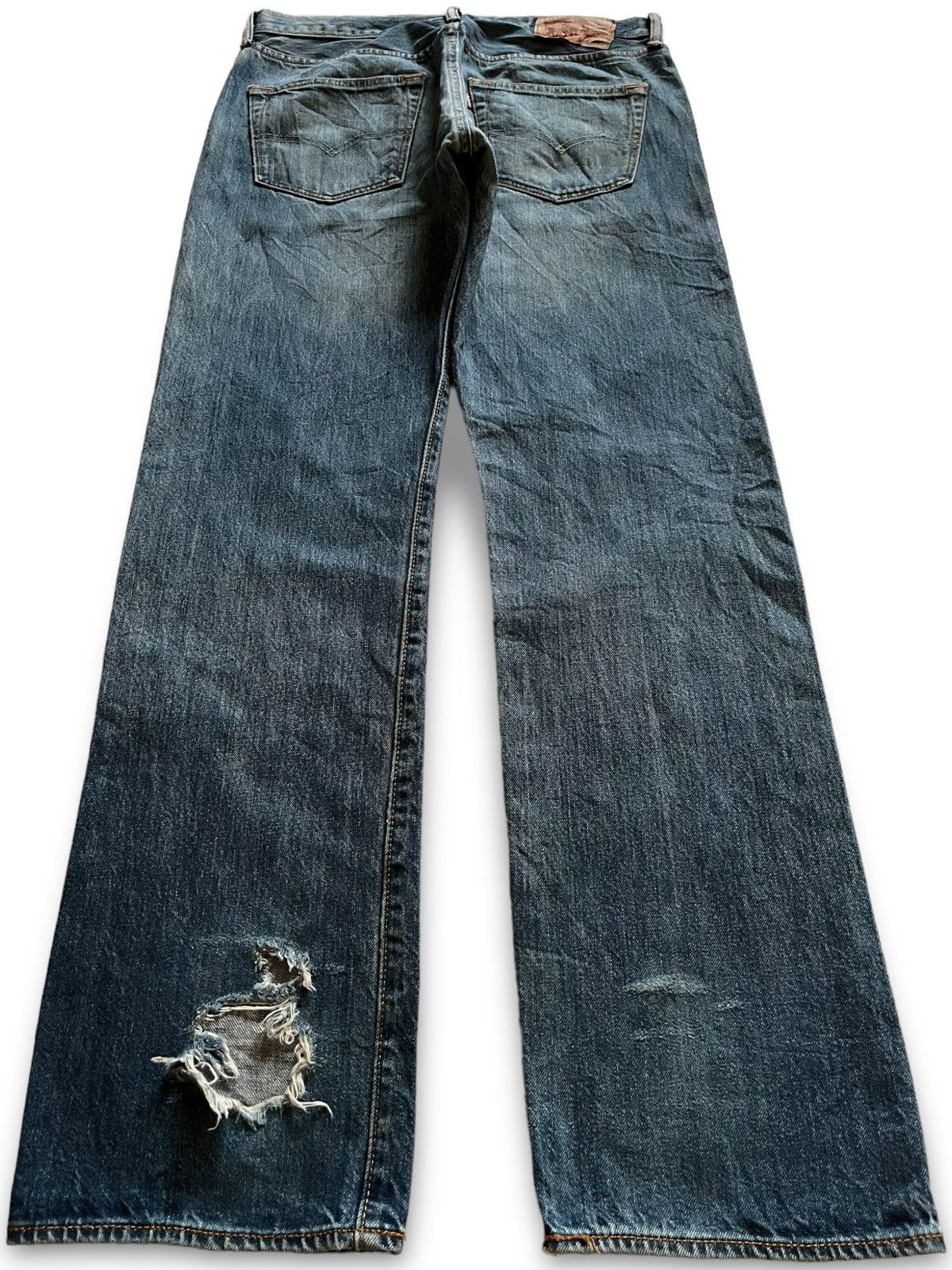 Levi's Vintage Levis 501 Selvedge Blue Denim Distressed Loose Jeans Size US 31 - 3 Thumbnail