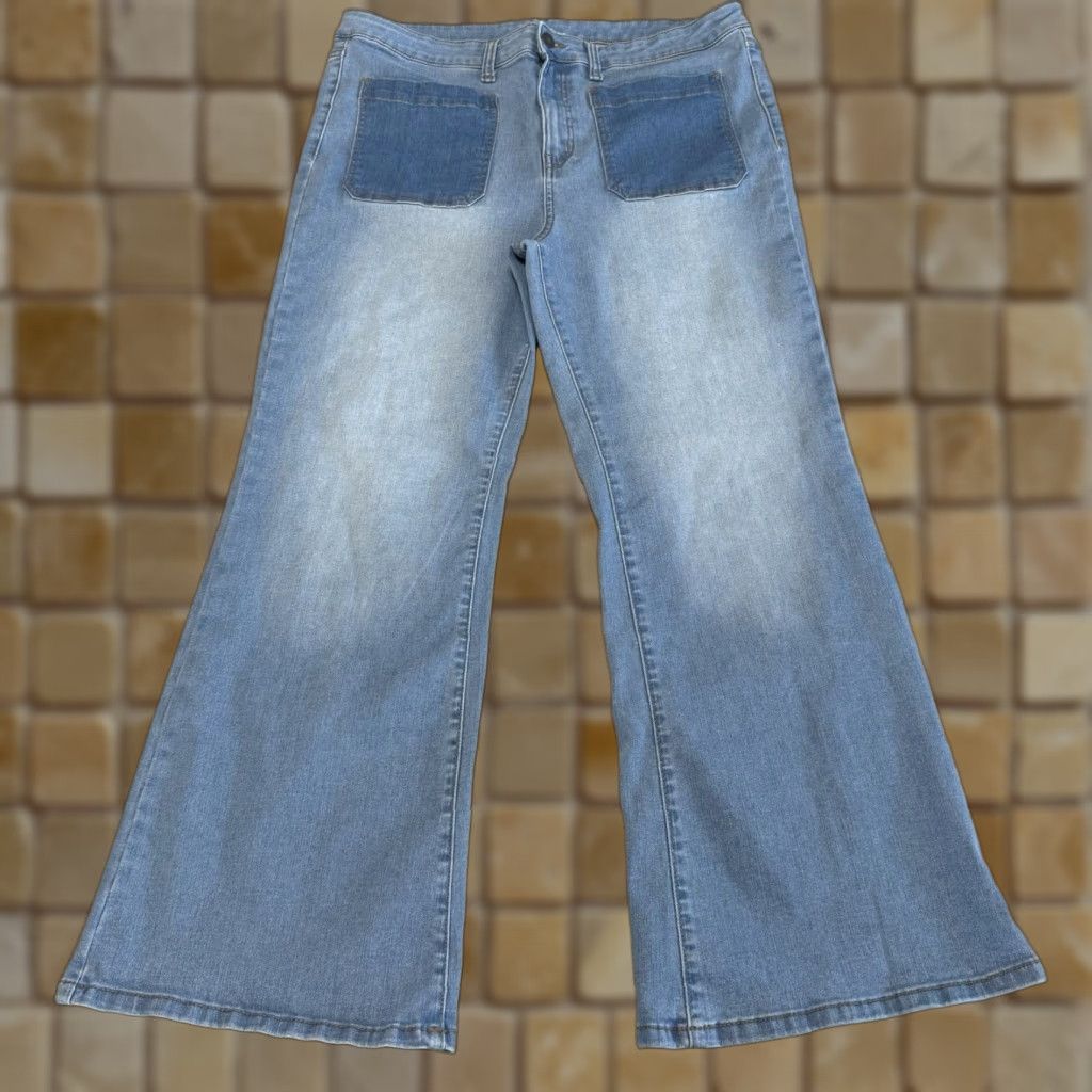 Vintage VINTAGE Time and Tru Womens Jeans Flared 18 High Rise Stretch Cotton Blend Blue 29in Inseam Size 40" / US 18 - 1 Thumbnail