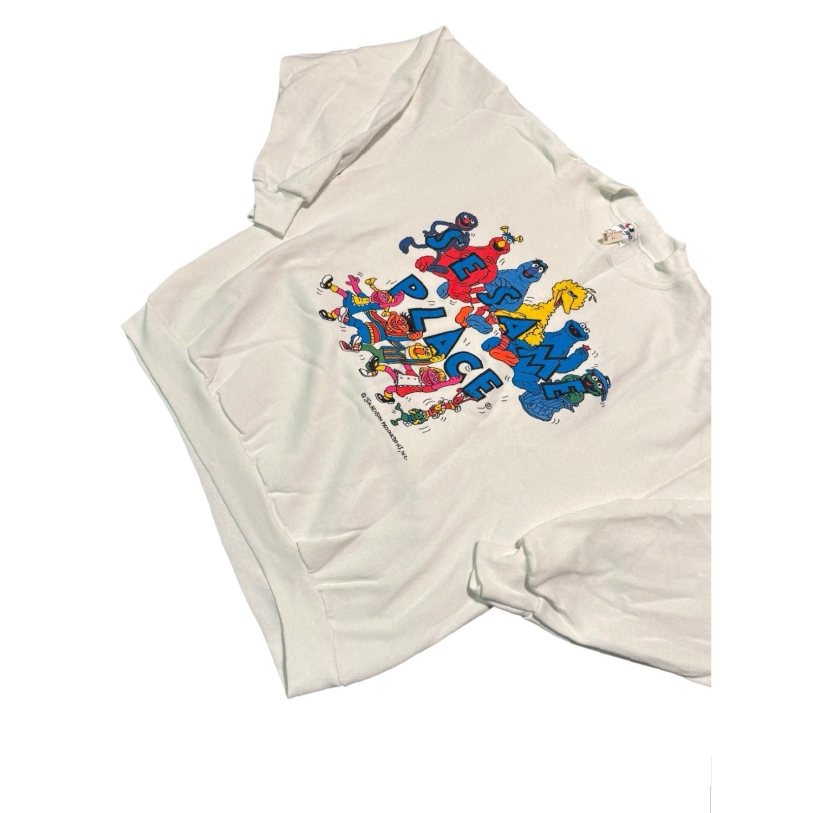 Vintage VINTAGE Sesame Place Elmo Big Bird White Sweatshirt Large NWT USA Shirt Mens 90s Graphic Print Crew Neck Cotton Knit Sungert? Size US L / EU 52-54 / 3 - 4 Thumbnail
