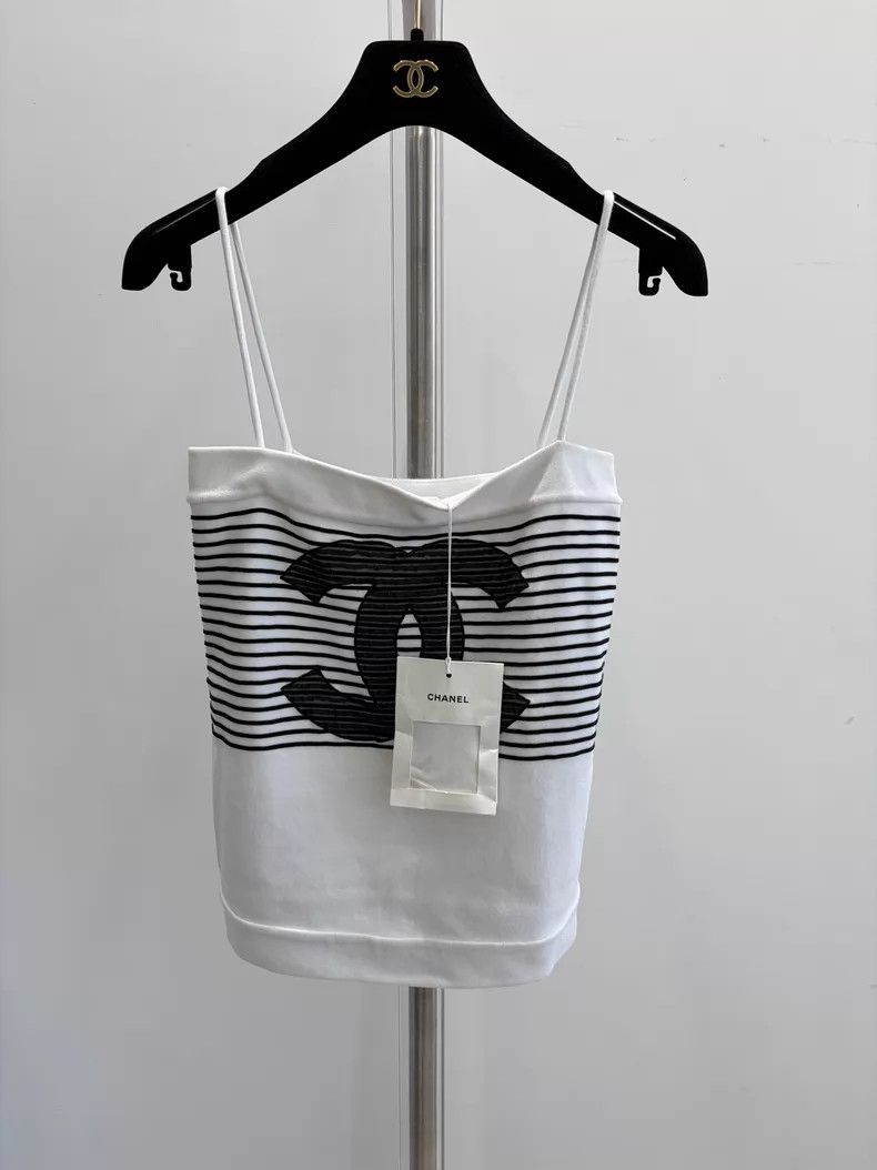 Chanel Chanel Black and white striped suspender vest Size XXS / US 00 / IT 34 - 1 Thumbnail