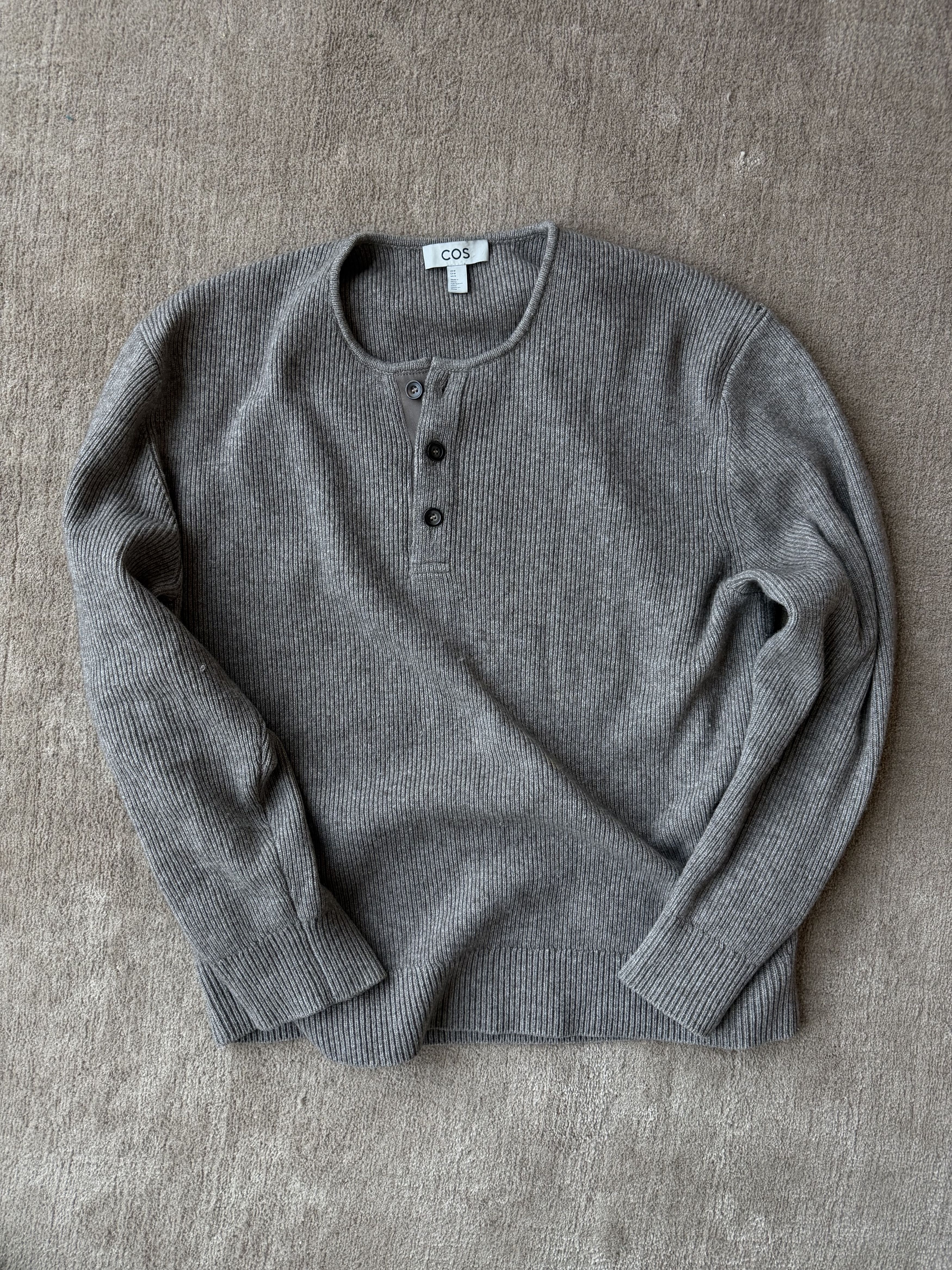 Cos KNITTED MERINO-YAK HENLEY TOP Size US L / EU 52-54 / 3 - 2 Thumbnail