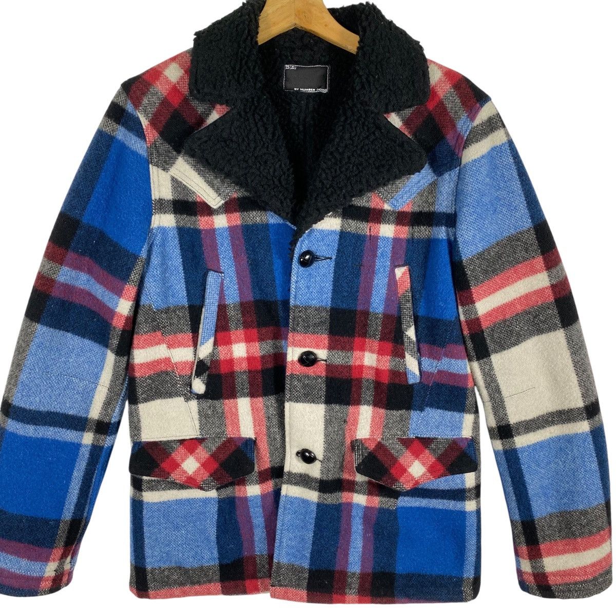 Number (N)ine Vintage Number Nine Check Pattern Wool Sherpa Jacket Size 2 Size US M / EU 48-50 / 2 - 4 Thumbnail