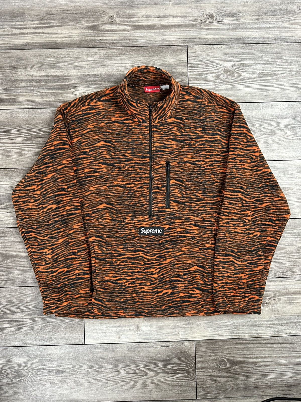 image of Supreme Polartec Fleece Half Zip Pullover in Tiger, Men's (Size XL)