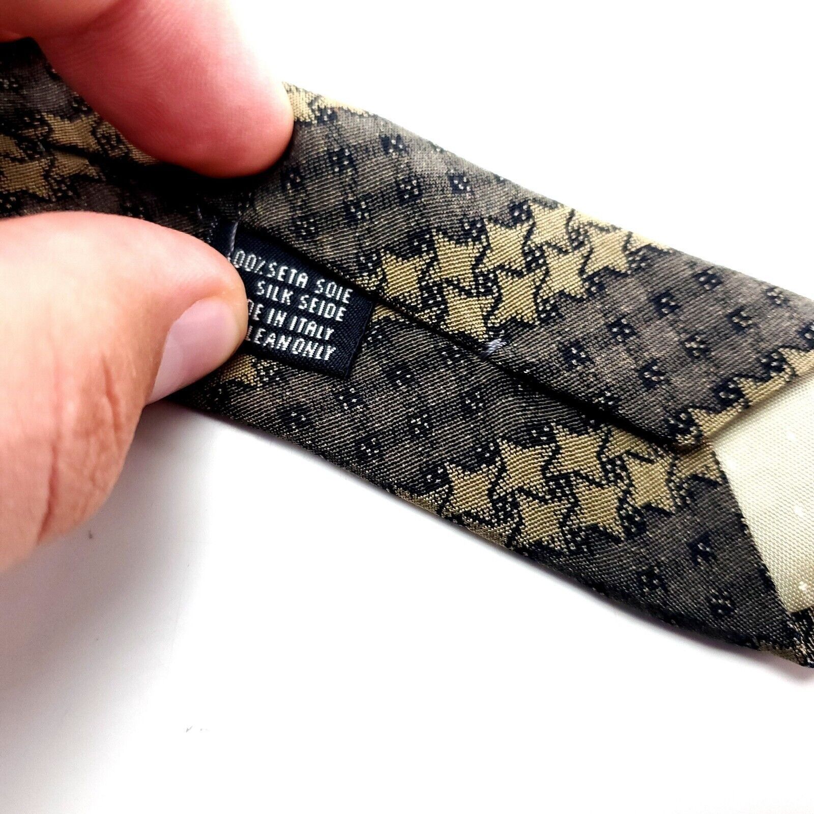 Barneys New York Barney's New York Silk Tie Beige Tan Star Striped Short Wide Size ONE SIZE - 4 Thumbnail