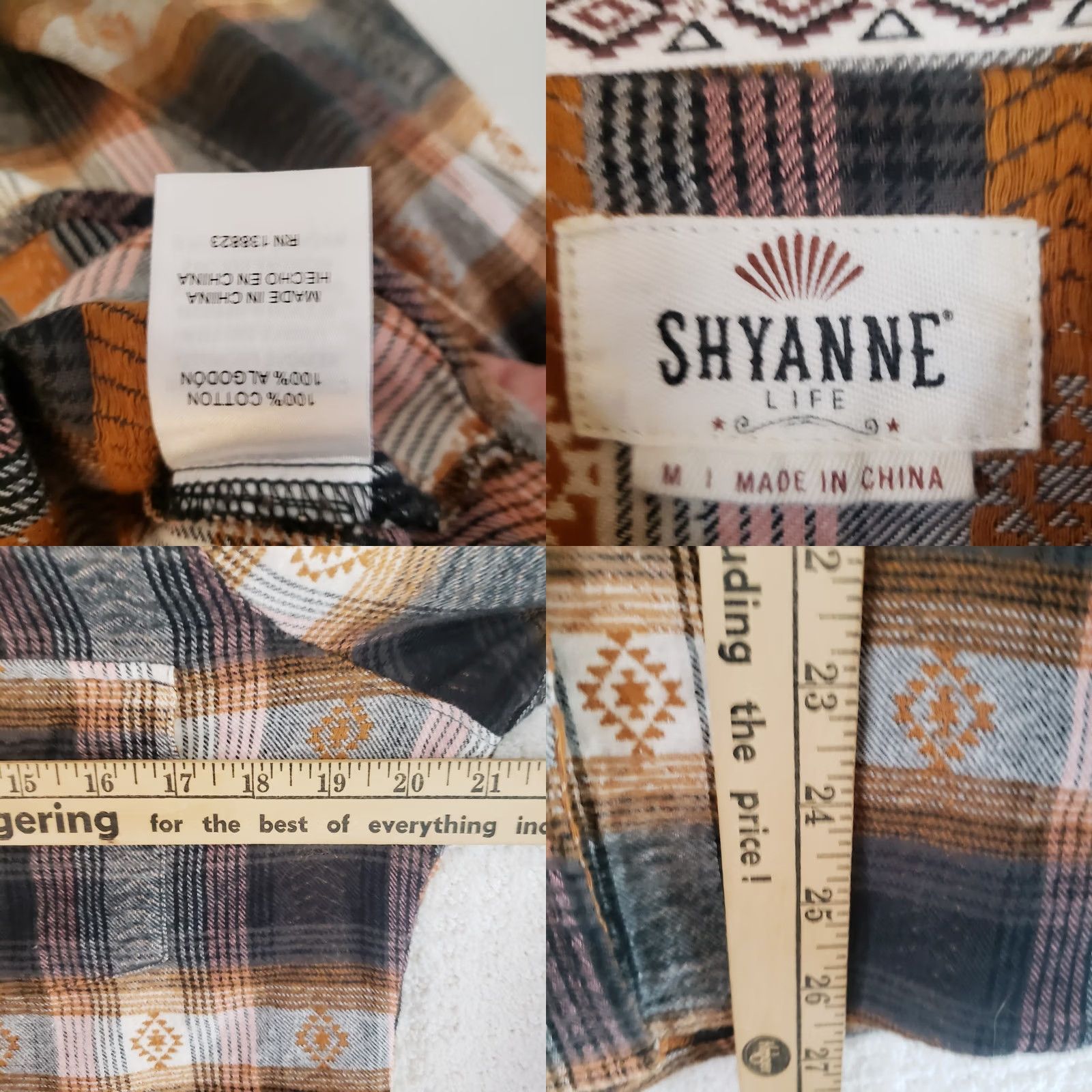 Vintage Shyanne Western Flannel Shirt Womens M Brown Plaid Pearl Snap Long Sleeve Size M / US 6-8 / IT 42-44 - 9 Thumbnail