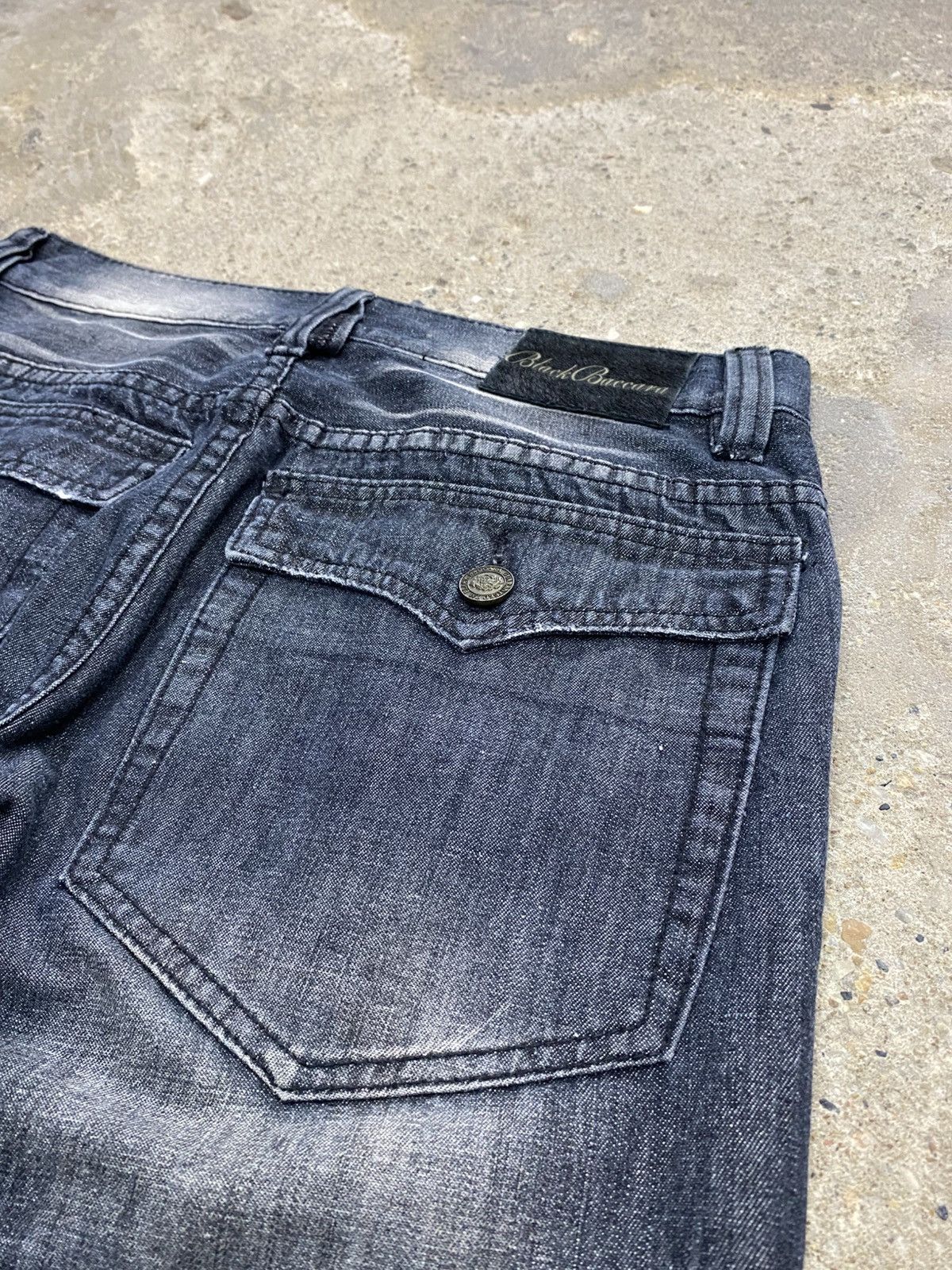 Japanese Brand Black baccara side laced jeans wash Size US 29 - 14 Thumbnail
