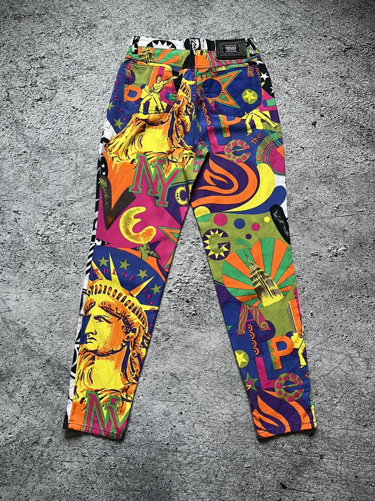 Versace × Versace Jeans Couture × Versus Versace 80’s New York City all print denim jeans pants rare archive Size 31" - 2 Thumbnail