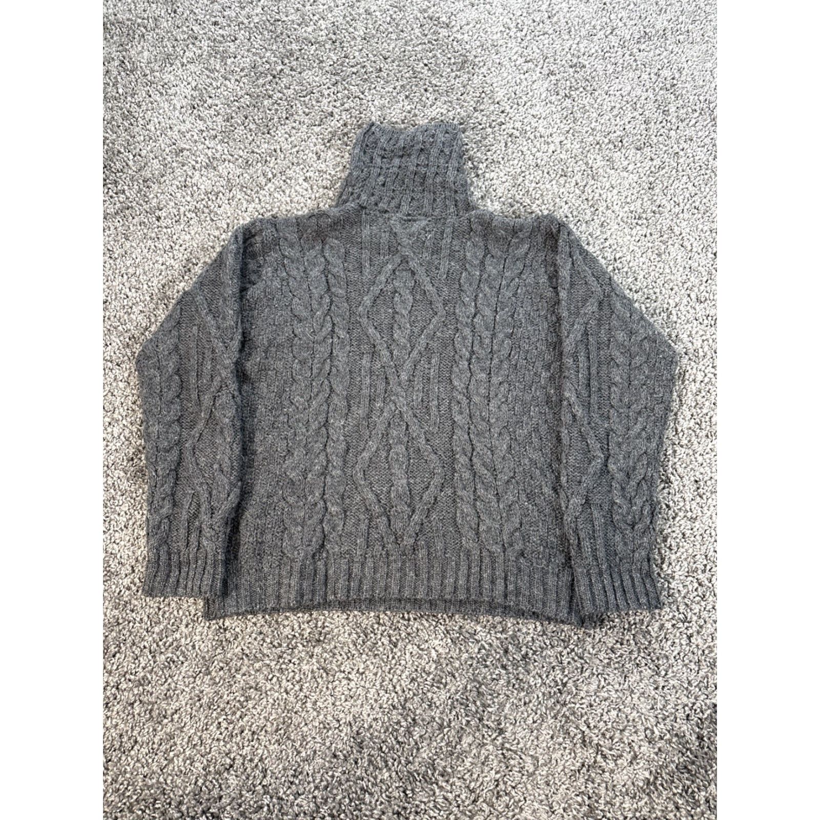 Vintage Inis Crafts Turtleneck Sweater Women M Gray Merino Wool Fisherman Knit Pullover Size M / US 6-8 / IT 42-44 - 5 Thumbnail