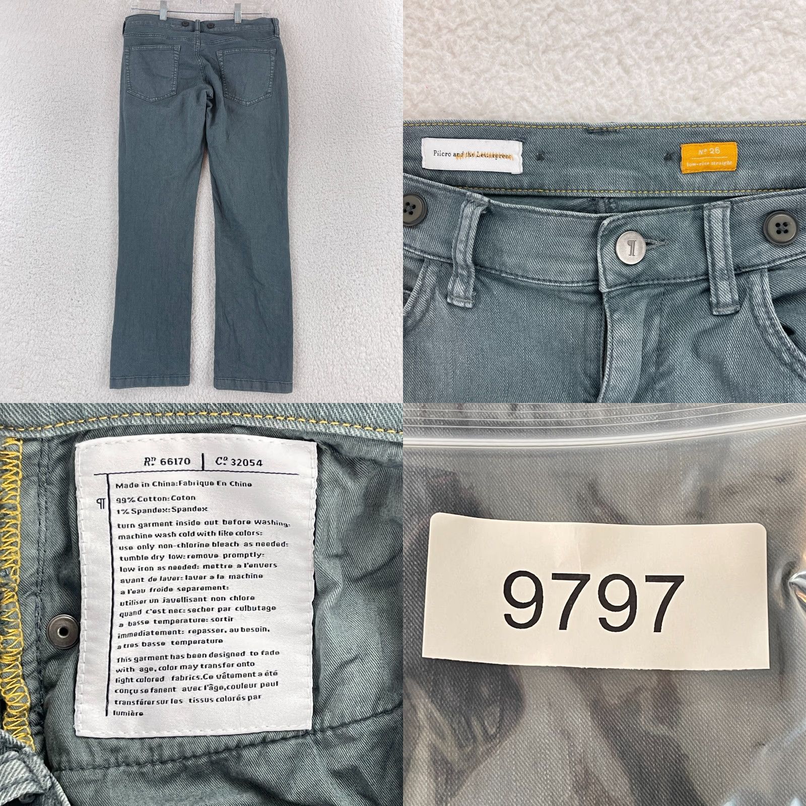 Vintage Pilcro Jeans Womens Size 26 Green Low-Rise Straight Casual Jeans Size 26" / US 2 / IT 38 - 9 Thumbnail