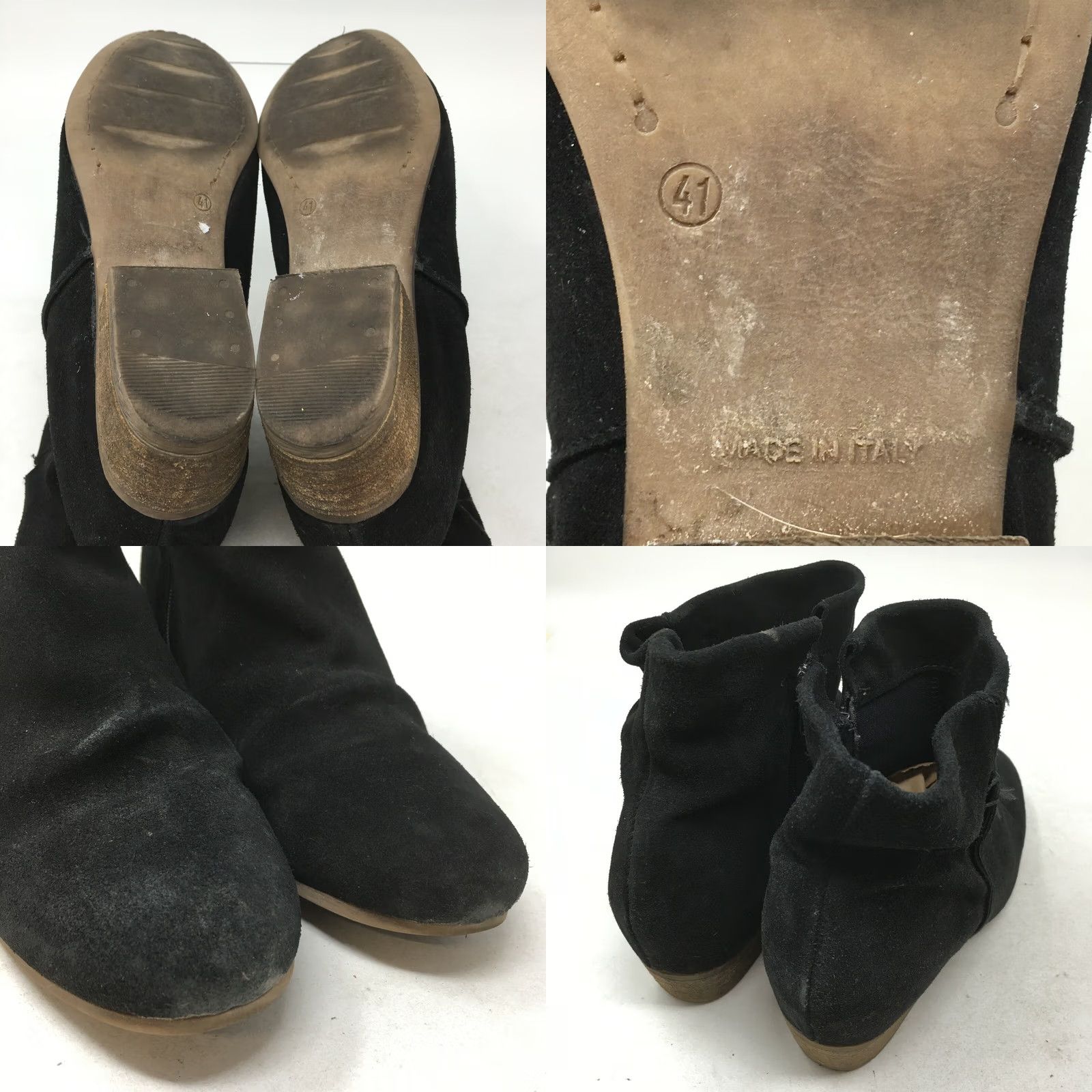 Bata Bata Boots Womens Ankle Booties Black Suede Block Heels Made In Italy 41 EU Size US 11 / IT 41 - 8 Thumbnail