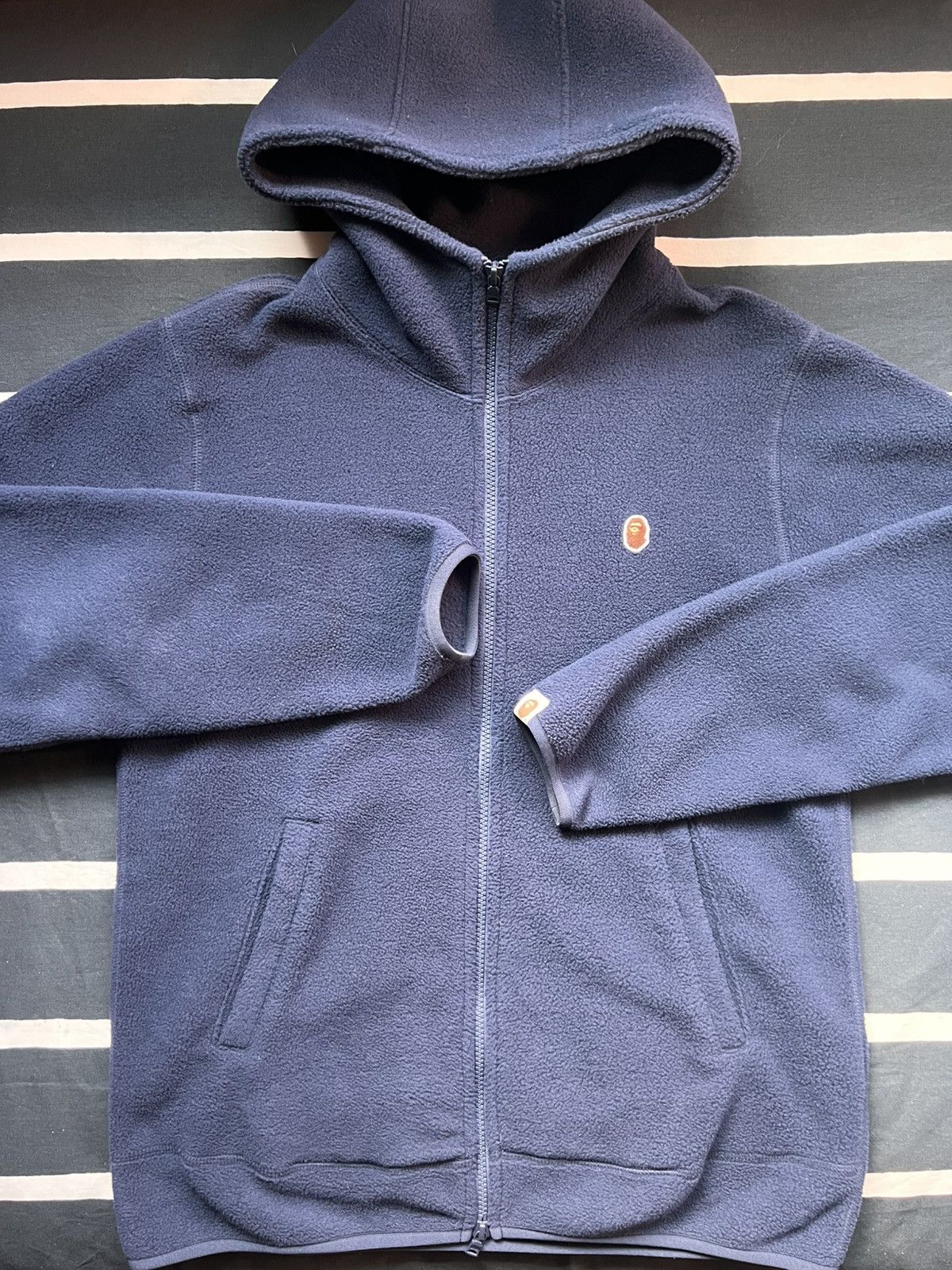 Bape BAPE Fleece One Point Zip Hoodie Navy Large Size US L / EU 52-54 / 3 - 1 Thumbnail