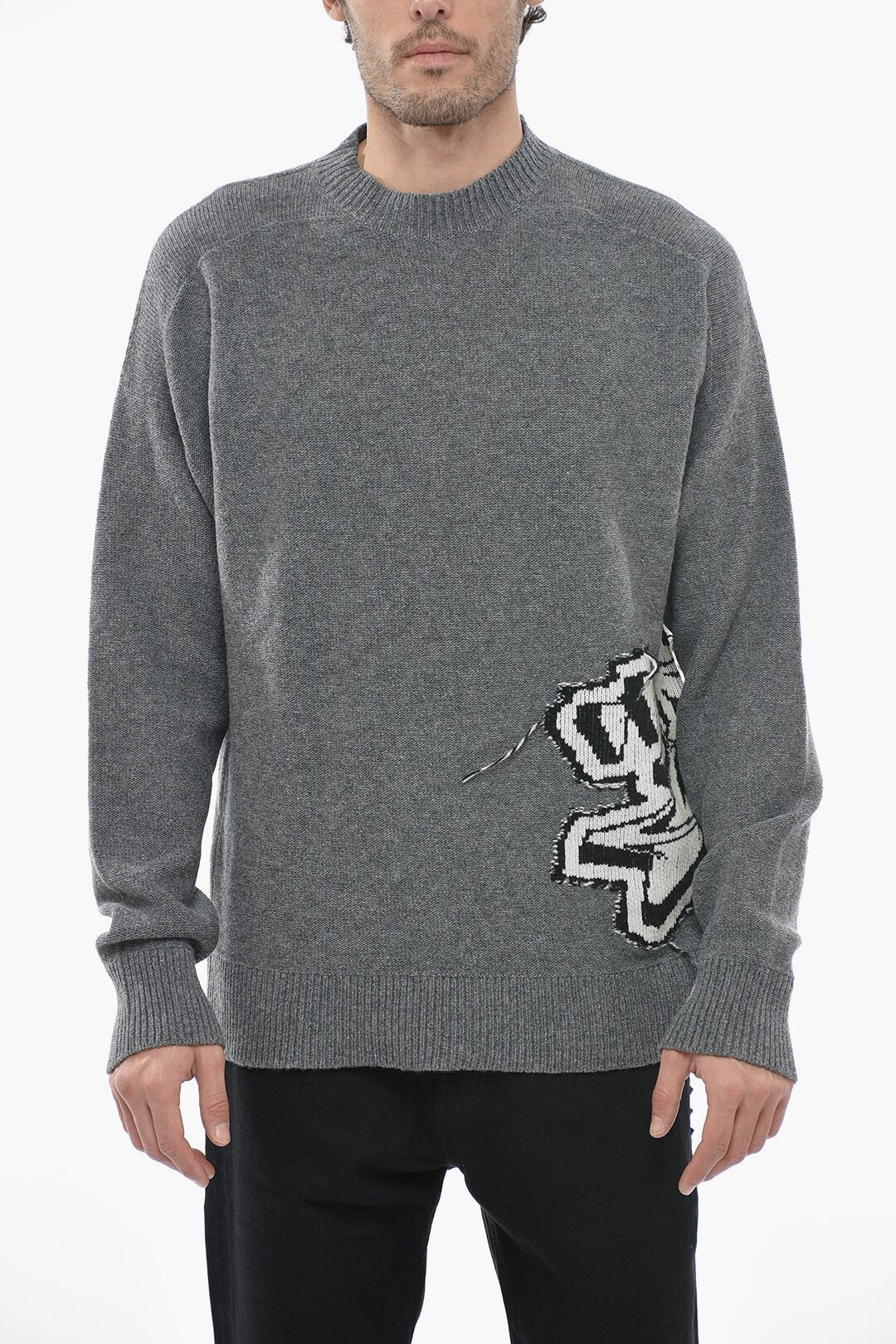 Image of Off White Og1Mm0424 Seasonal Crewneck Sweater In Grey, Men's (Size Small)