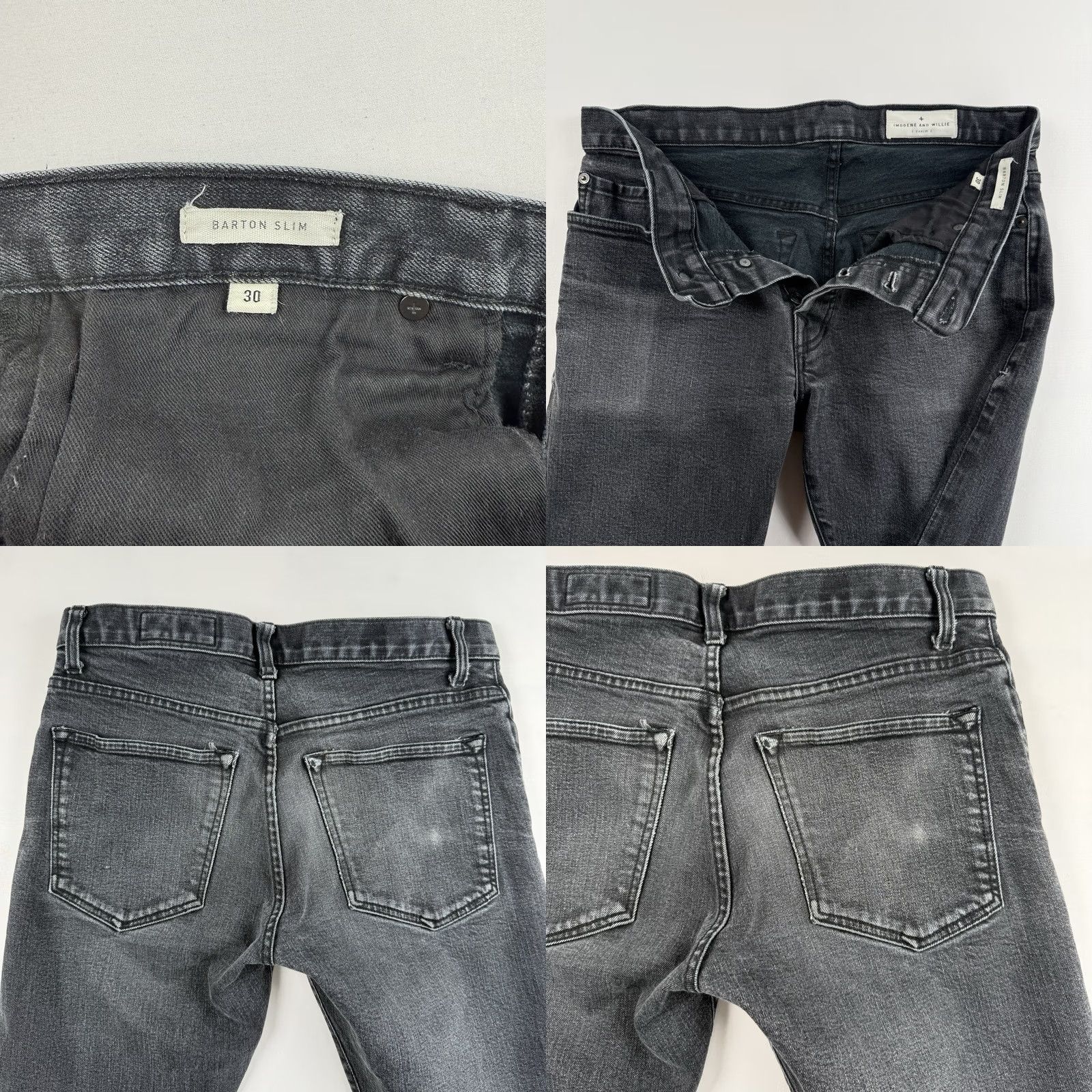 Imogene + Willie Imogene and Willie Barton Slim Jeans Mens Size 30 Black Selvedge Button Fly Slim Straight 5-Pocket Denim Inseam 28 Size US 30 / EU 46 - 9 Thumbnail