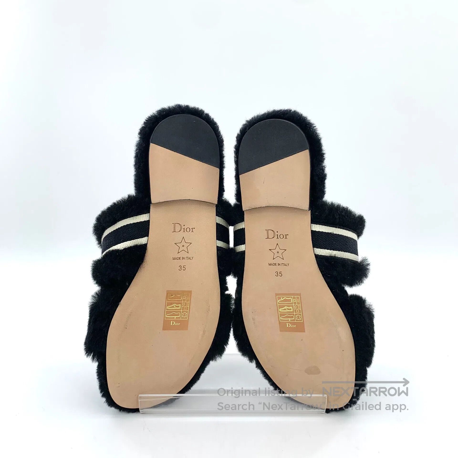 Dior Dior Black Wool Leather Casual Flat Furry Slippers| Size US 4.5 / IT 34.5 - 5 Thumbnail
